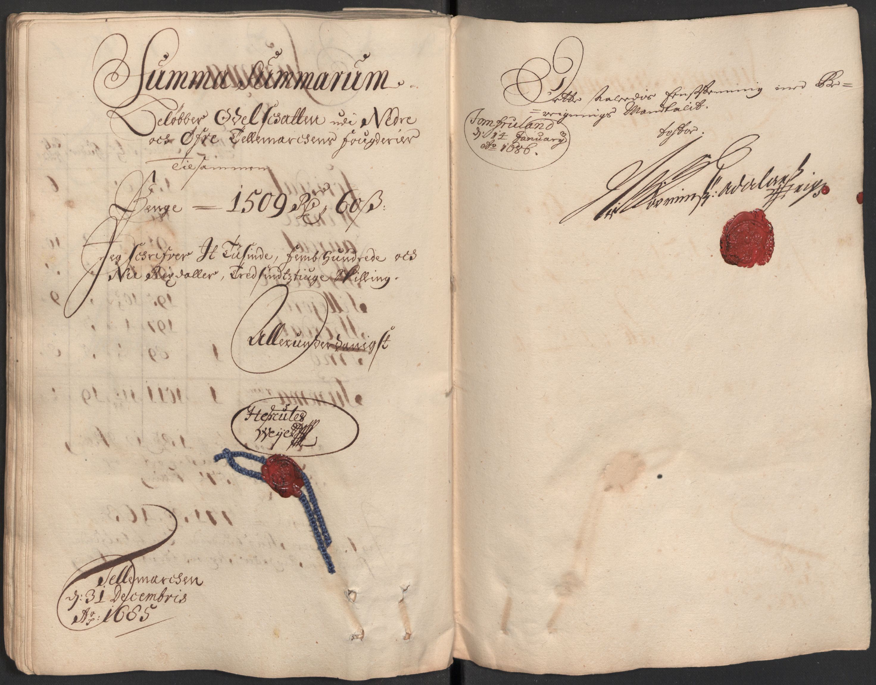 Rentekammeret inntil 1814, Reviderte regnskaper, Fogderegnskap, RA/EA-4092/R35/L2082: Fogderegnskap Øvre og Nedre Telemark, 1685, p. 300