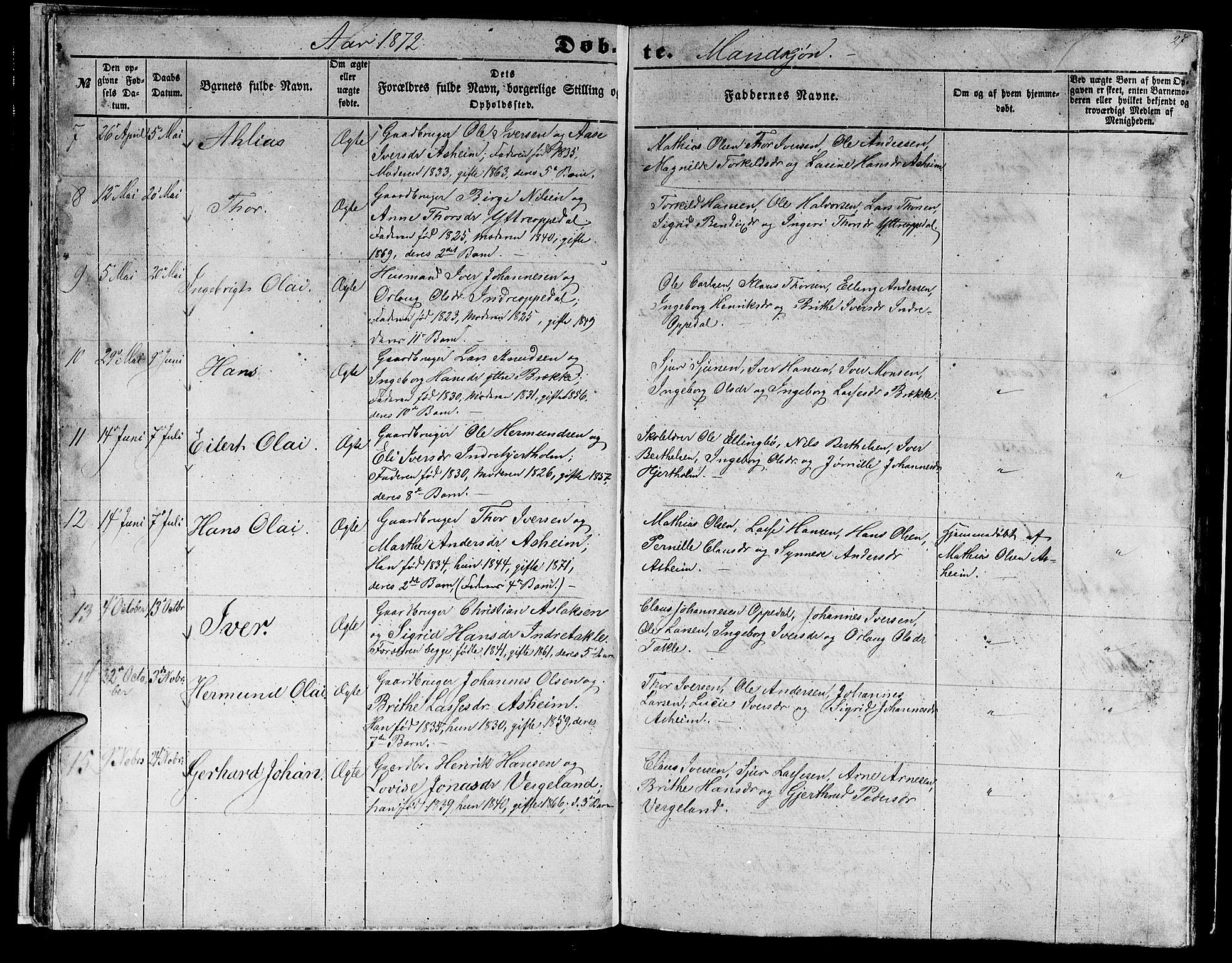 Gulen sokneprestembete, AV/SAB-A-80201/H/Hab/Habc/L0001: Parish register (copy) no. C 1, 1853-1880, p. 27