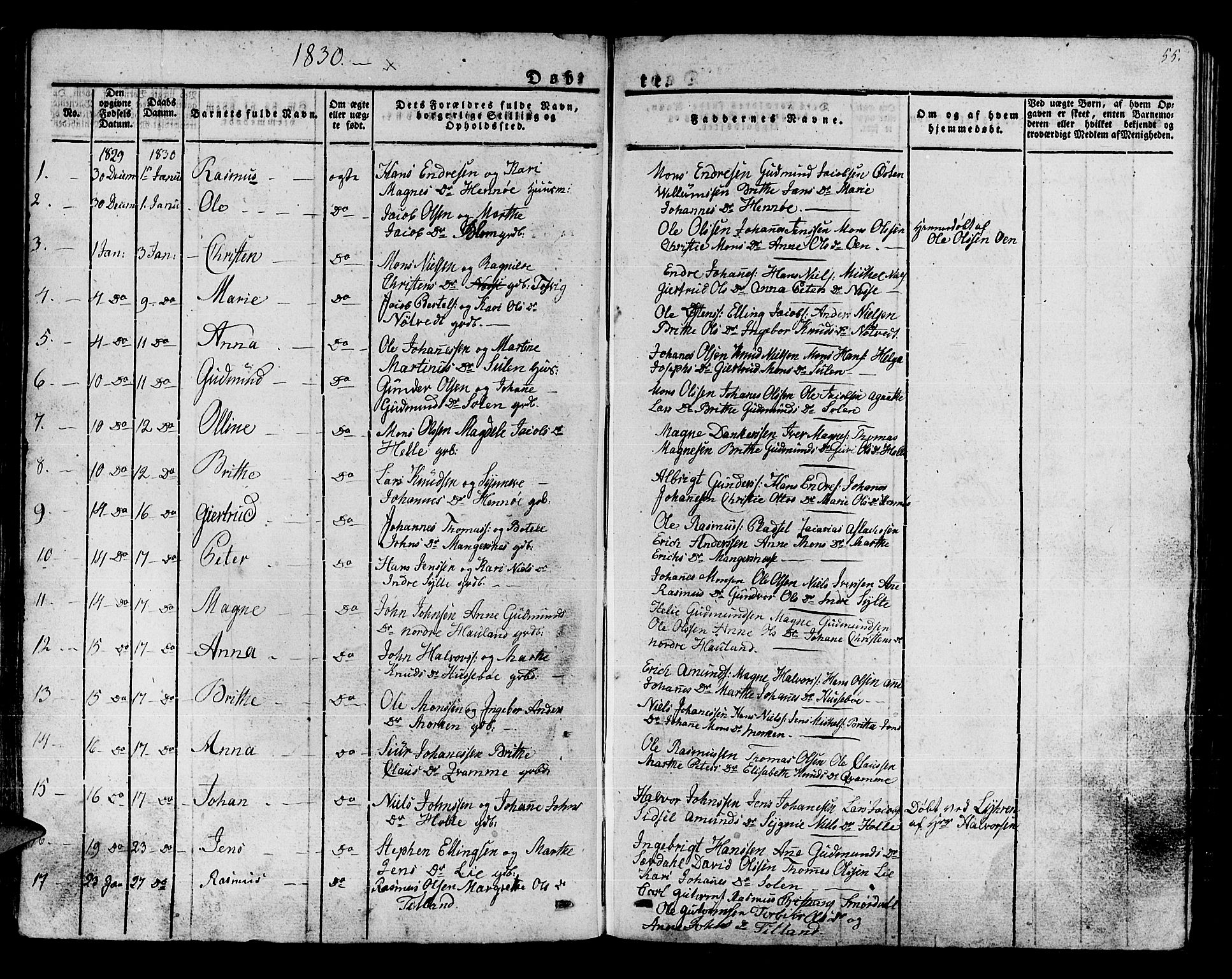 Manger sokneprestembete, SAB/A-76801/H/Haa: Parish register (official) no. A 4, 1824-1838, p. 55