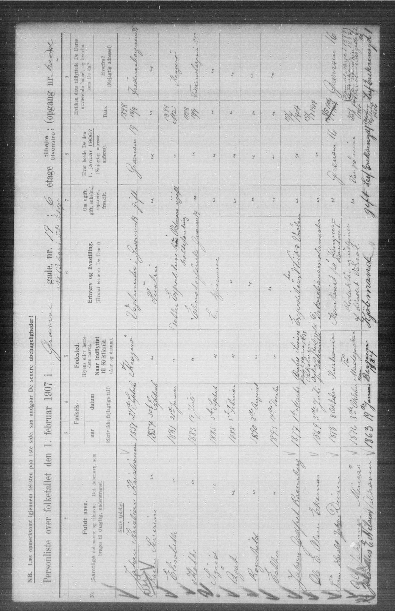 OBA, Municipal Census 1907 for Kristiania, 1907, p. 15178