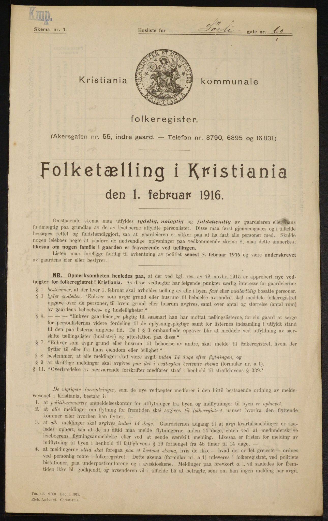 OBA, Municipal Census 1916 for Kristiania, 1916, p. 109881