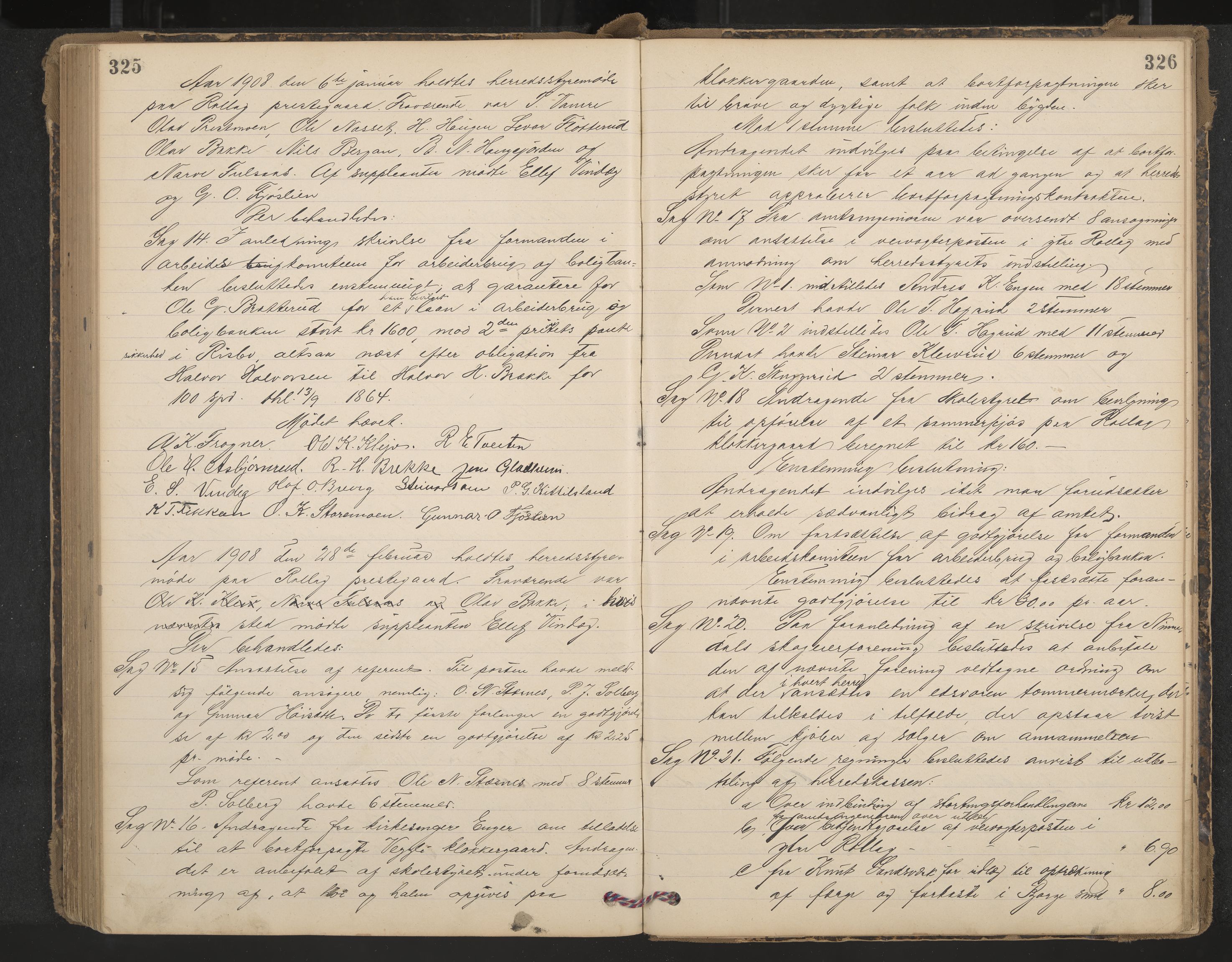 Rollag formannskap og sentraladministrasjon, IKAK/0632021-2/A/Aa/L0004: Møtebok, 1897-1909, p. 325-326