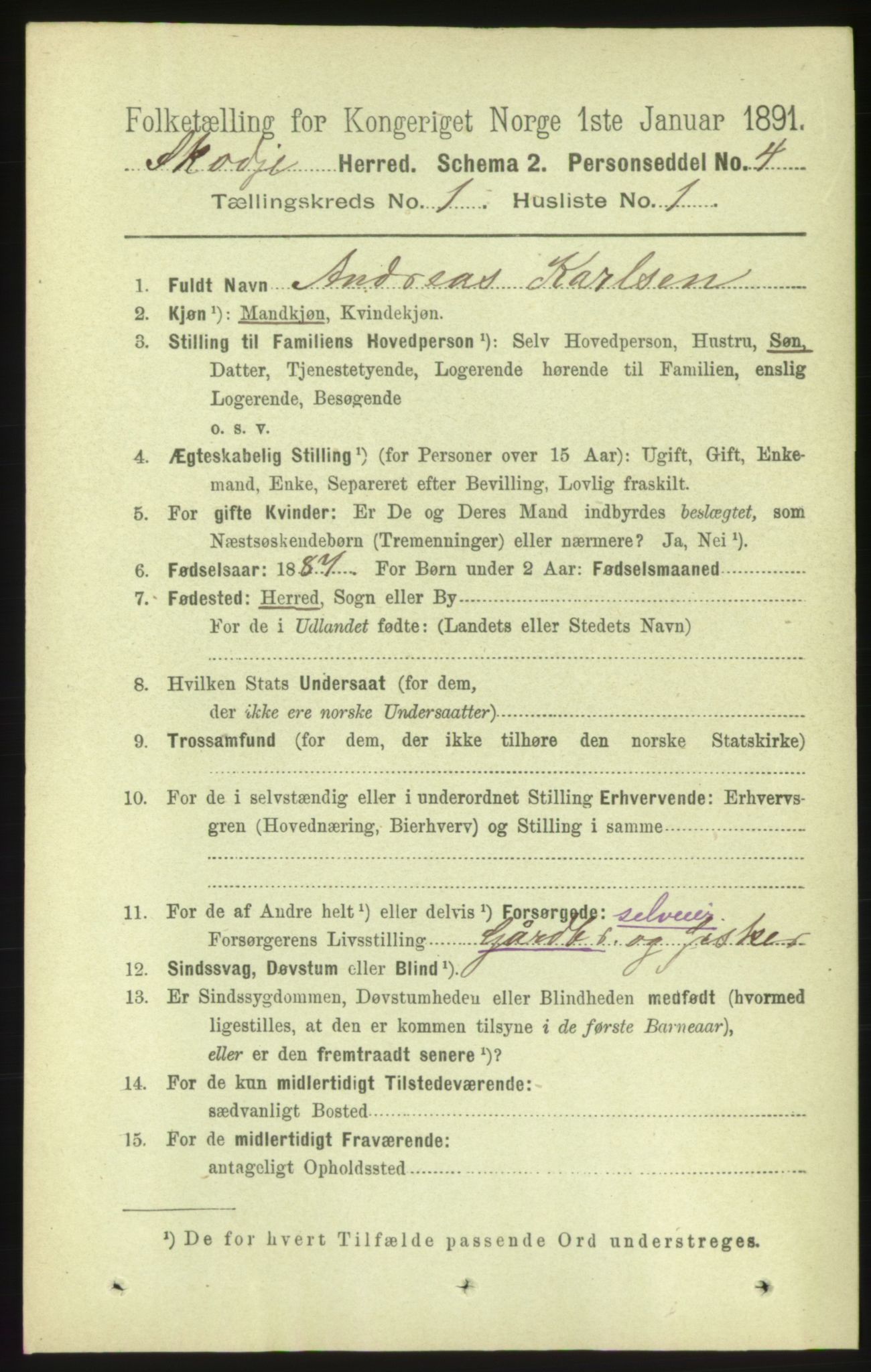 RA, 1891 census for 1529 Skodje, 1891, p. 77