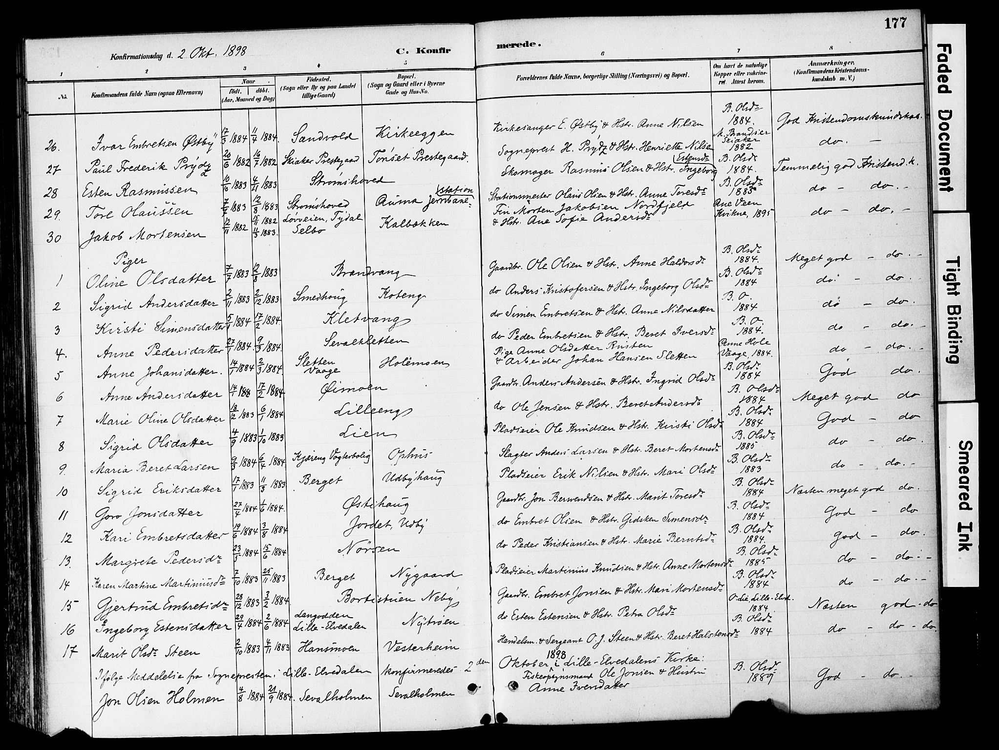 Tynset prestekontor, SAH/PREST-058/H/Ha/Haa/L0022: Parish register (official) no. 22, 1880-1899, p. 177