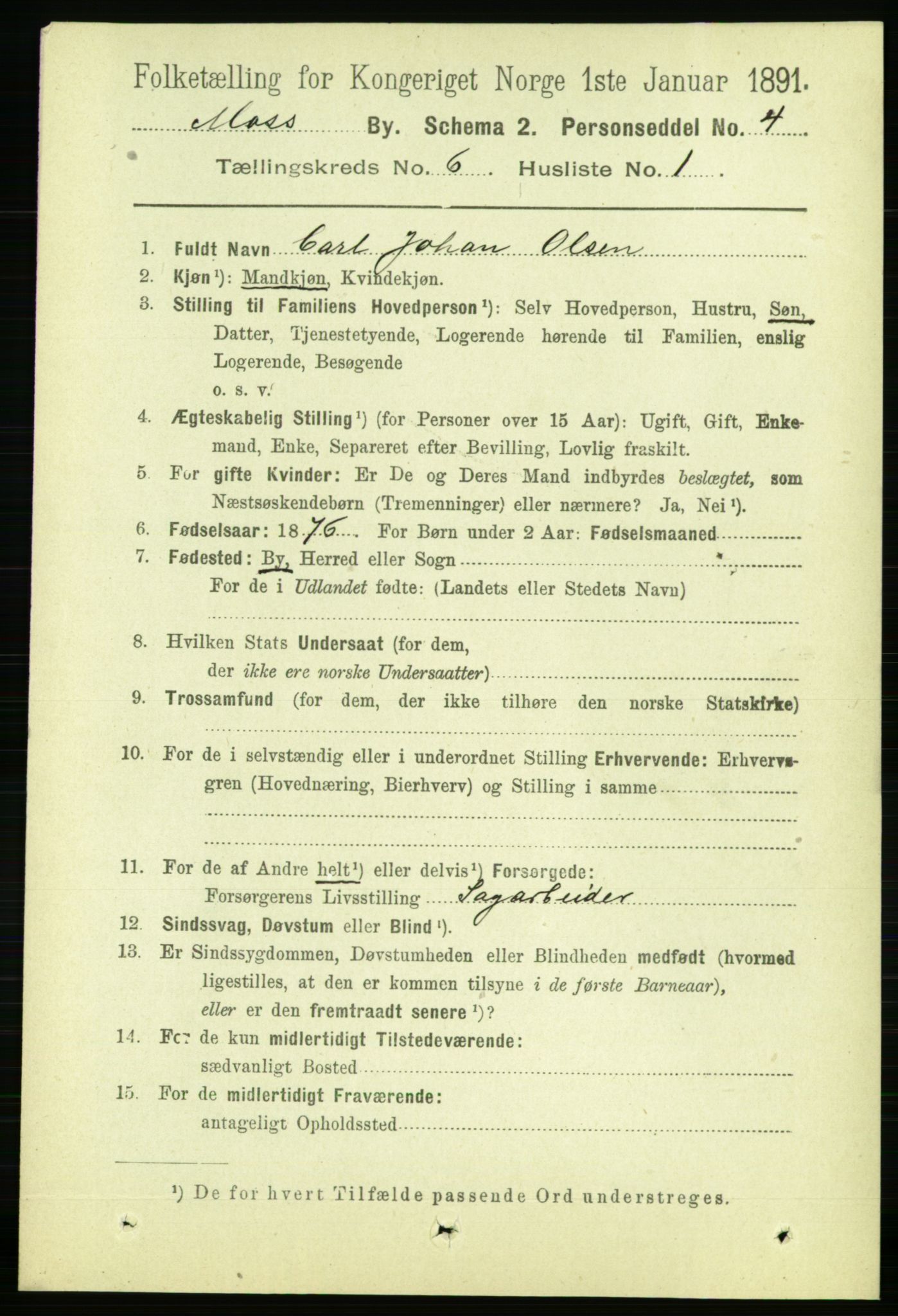 RA, 1891 census for 0104 Moss, 1891, p. 3249