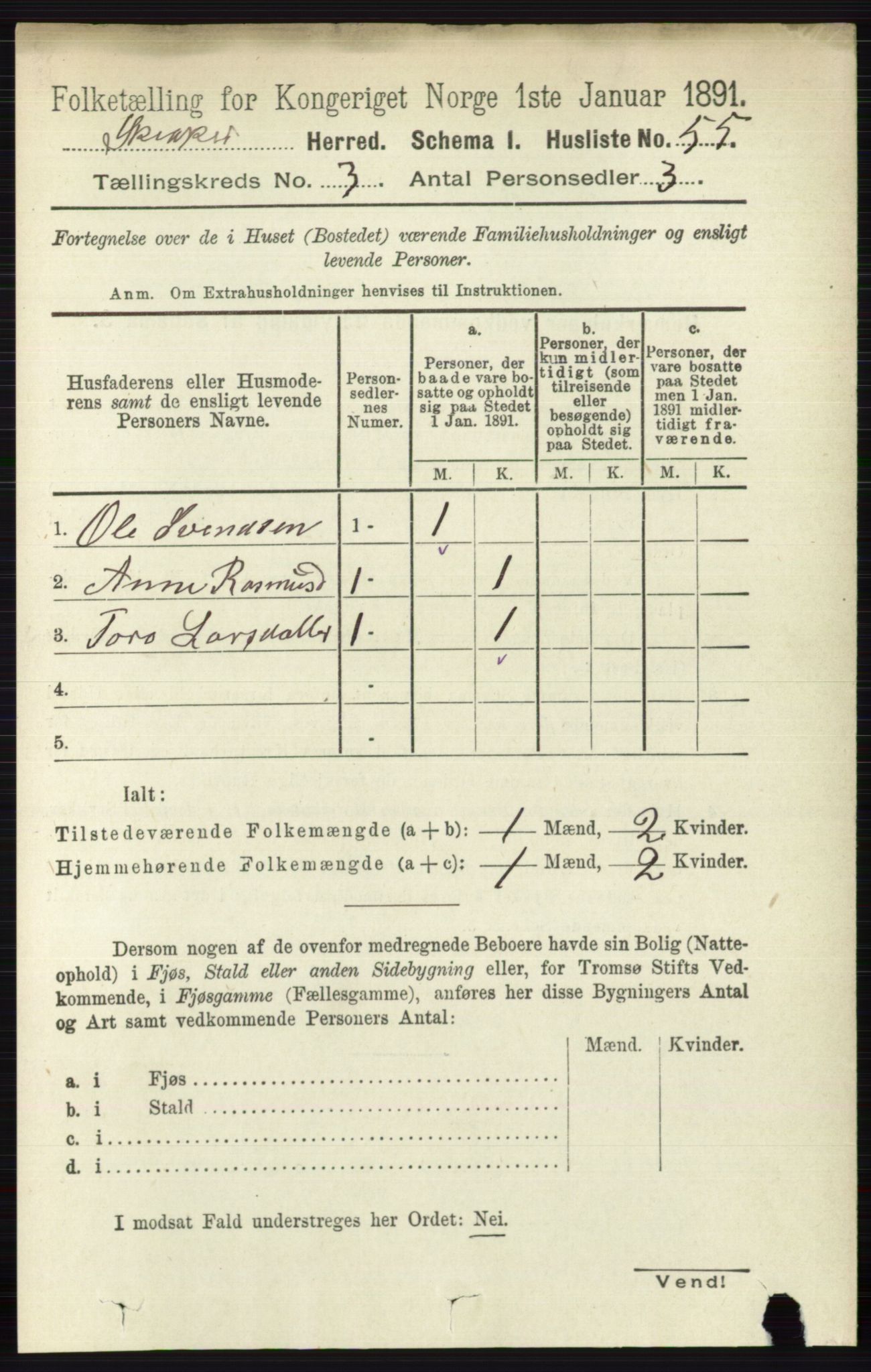 RA, 1891 census for 0513 Skjåk, 1891, p. 938