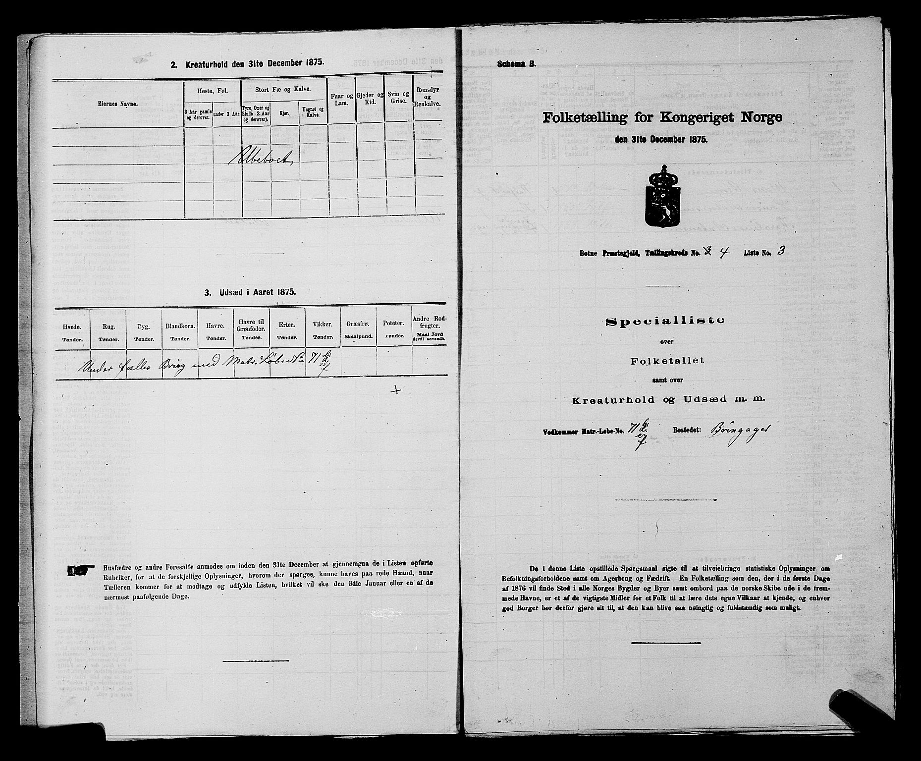 SAKO, 1875 census for 0715P Botne, 1875, p. 320