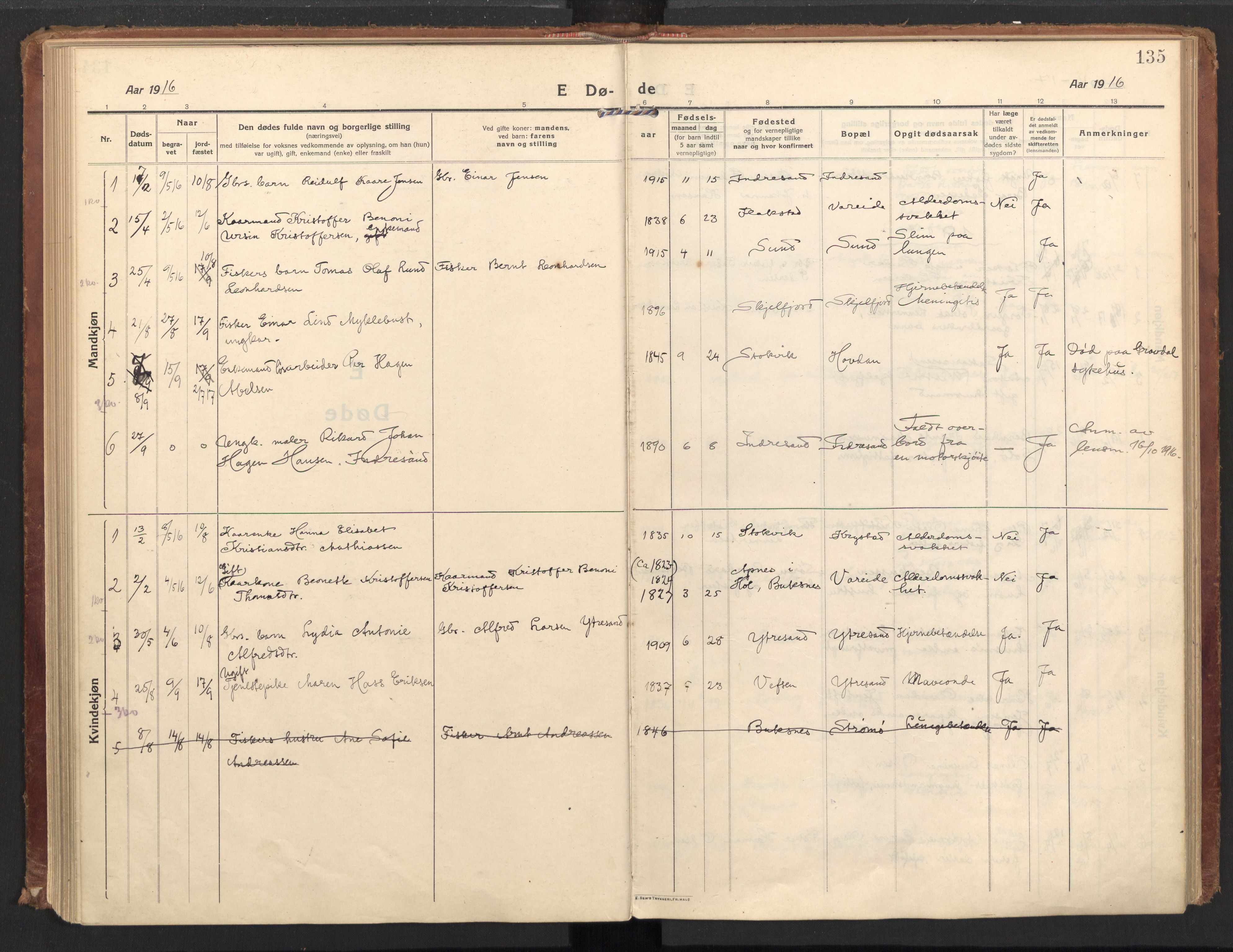 Ministerialprotokoller, klokkerbøker og fødselsregistre - Nordland, AV/SAT-A-1459/885/L1210: Parish register (official) no. 885A10, 1916-1926, p. 135