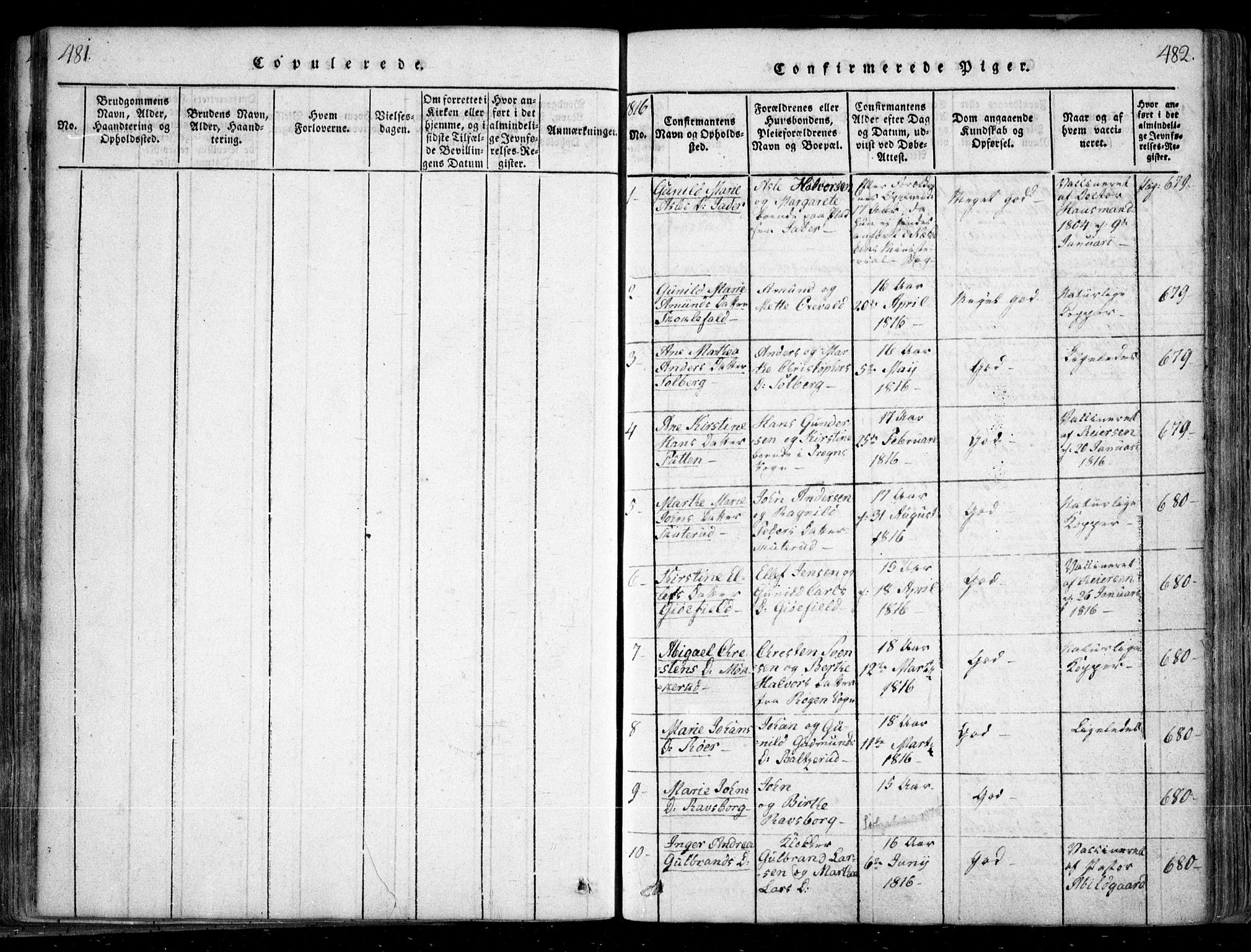 Nesodden prestekontor Kirkebøker, SAO/A-10013/F/Fa/L0006: Parish register (official) no. I 6, 1814-1847, p. 481-482