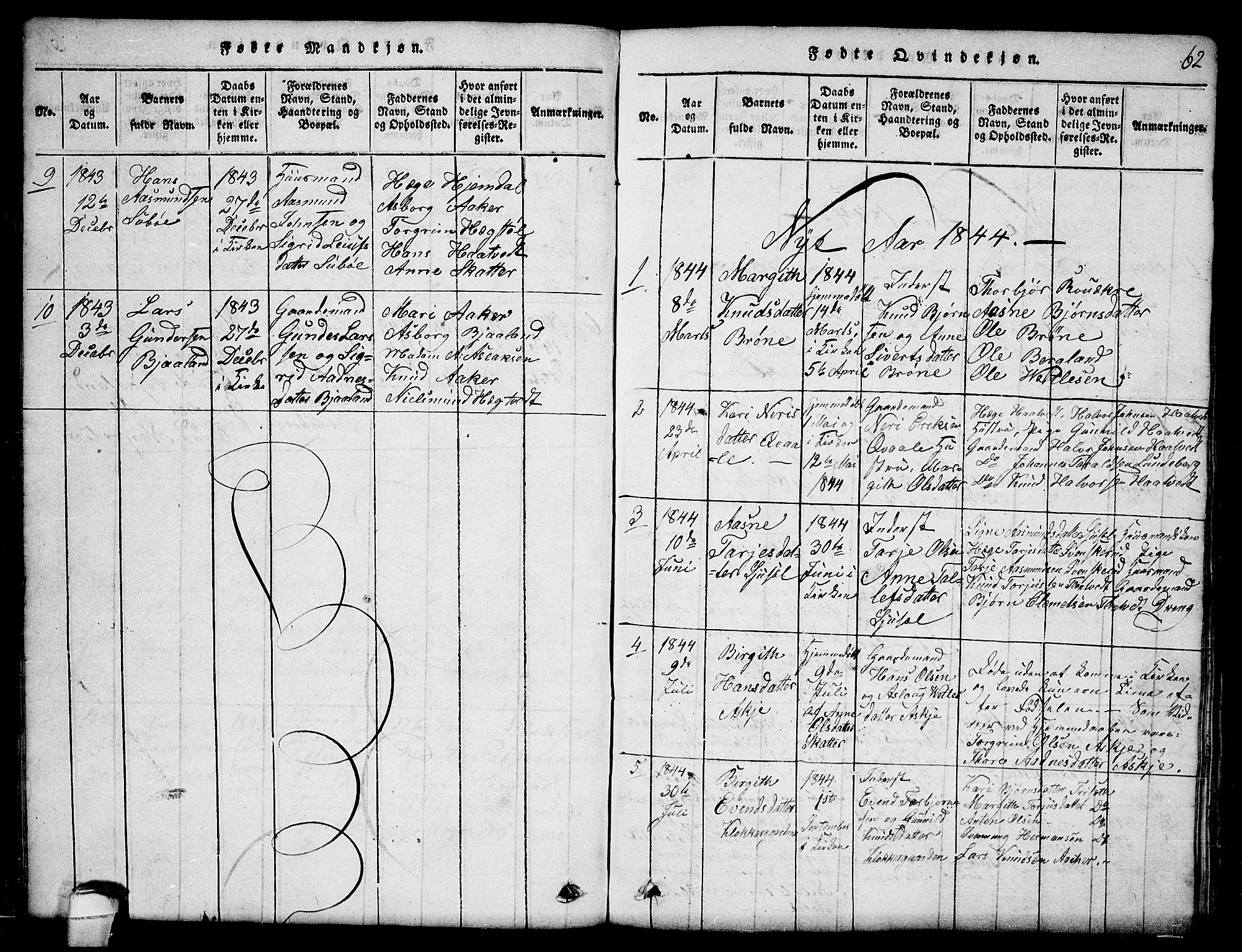 Lårdal kirkebøker, SAKO/A-284/G/Ga/L0001: Parish register (copy) no. I 1, 1815-1861, p. 62