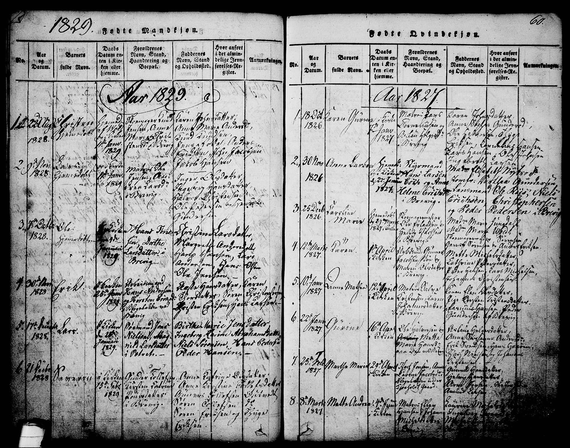 Brevik kirkebøker, SAKO/A-255/G/Ga/L0001: Parish register (copy) no. 1, 1814-1845, p. 60