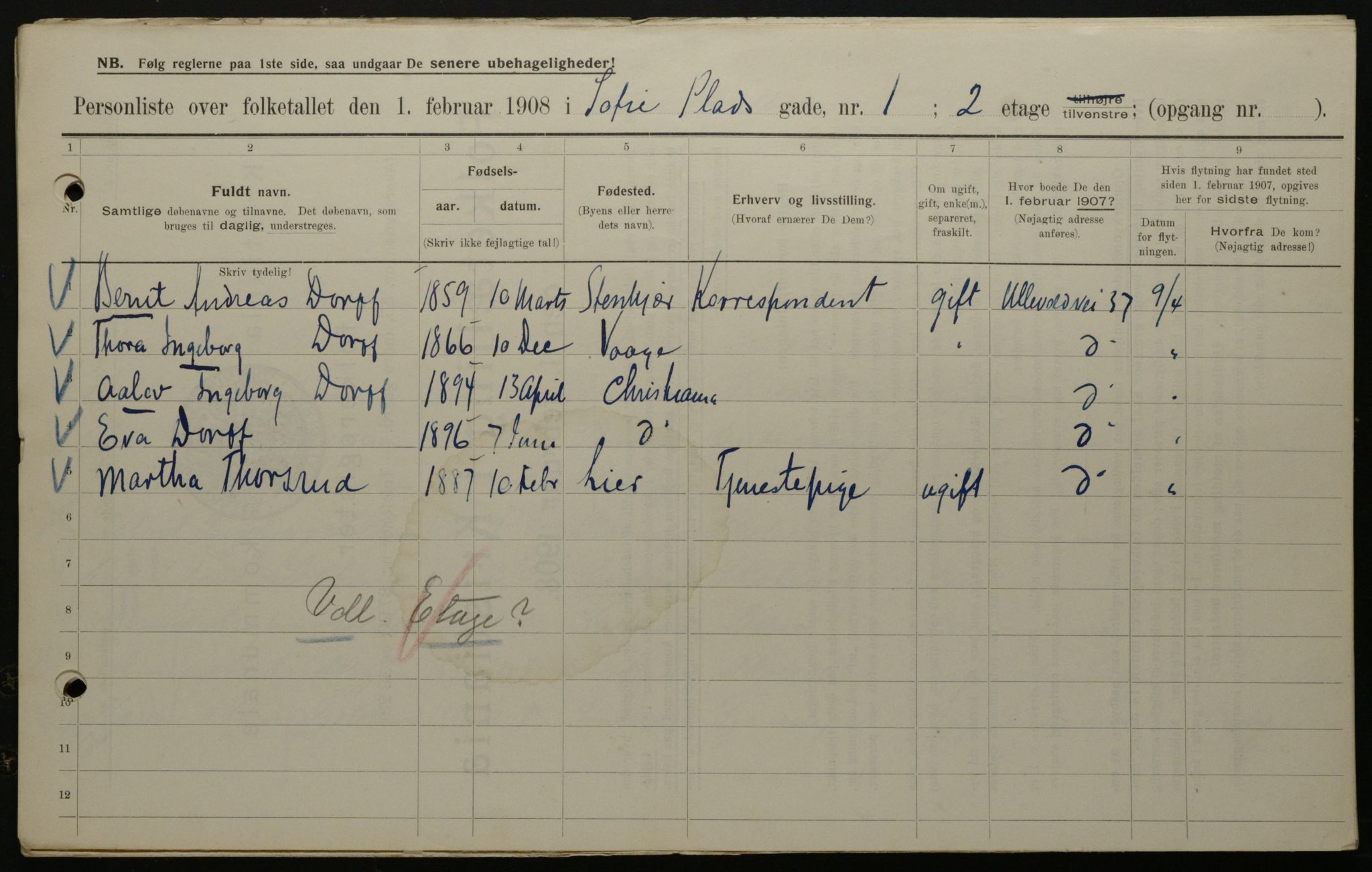 OBA, Municipal Census 1908 for Kristiania, 1908, p. 89523