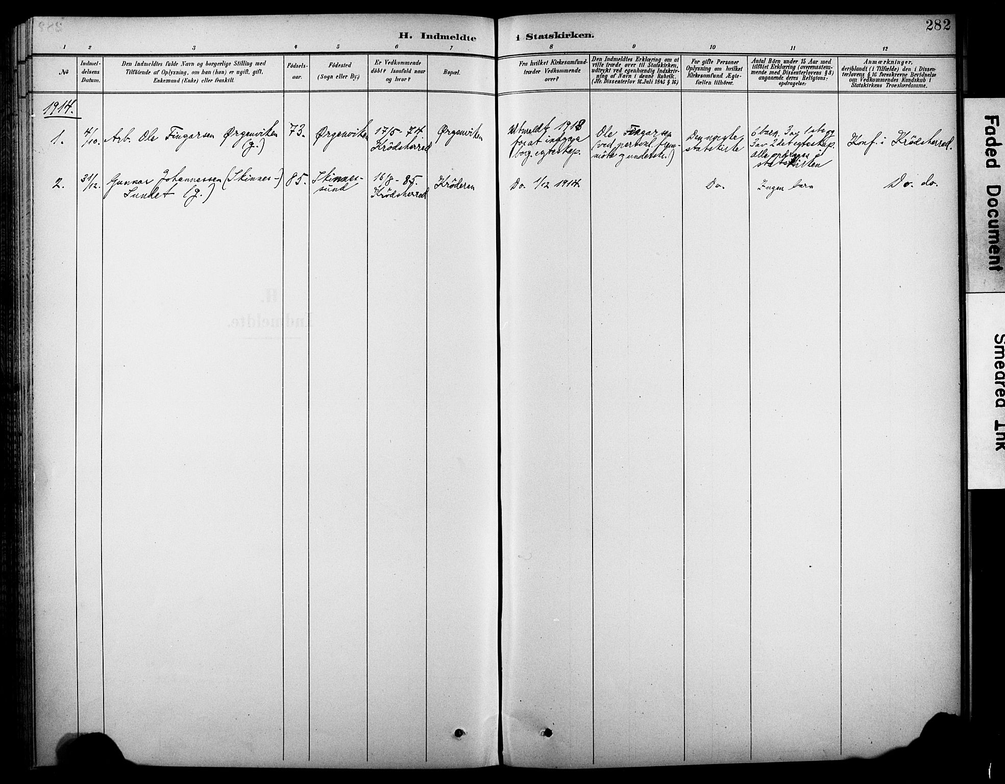 Krødsherad kirkebøker, AV/SAKO-A-19/G/Ga/L0002: Parish register (copy) no. 2, 1894-1918, p. 282