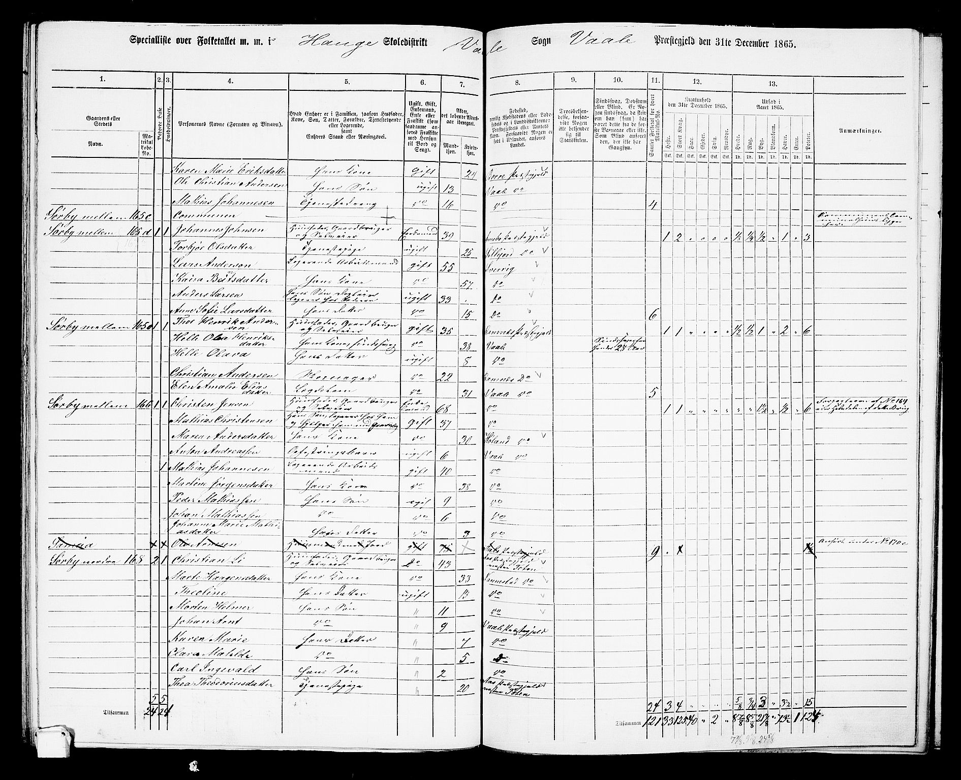 RA, 1865 census for Våle, 1865, p. 62