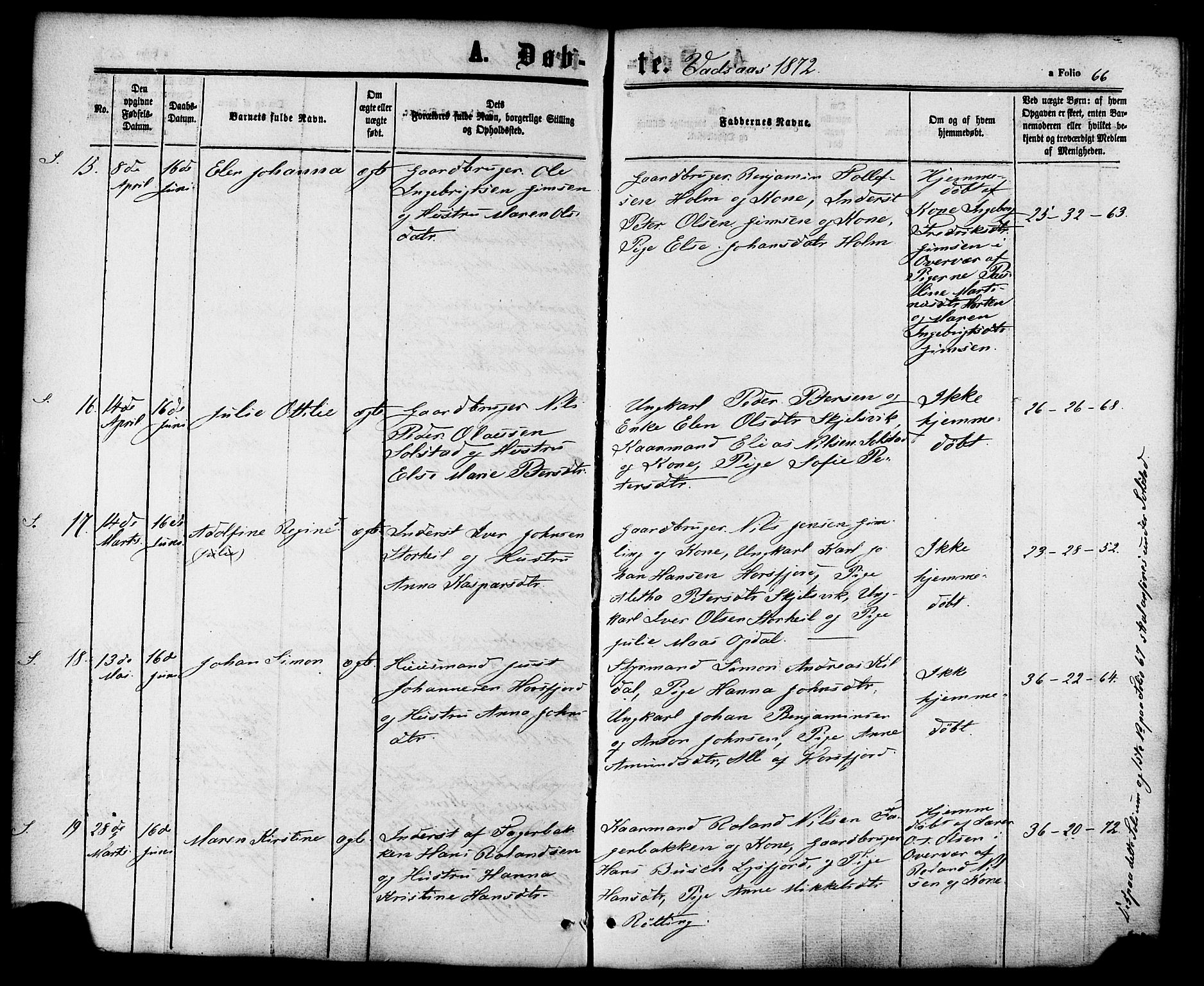 Ministerialprotokoller, klokkerbøker og fødselsregistre - Nordland, AV/SAT-A-1459/810/L0146: Parish register (official) no. 810A08 /1, 1862-1874, p. 66