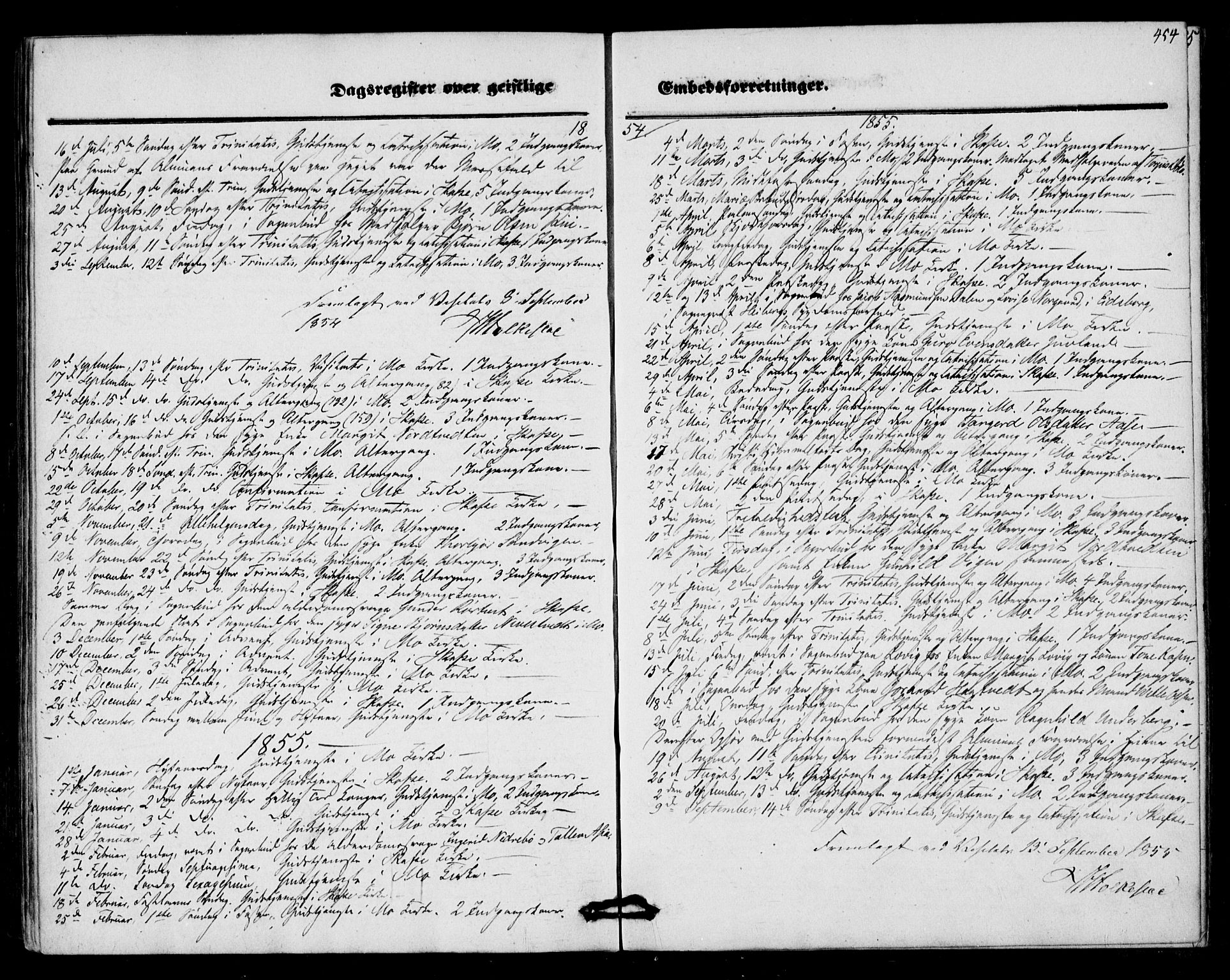 Mo kirkebøker, AV/SAKO-A-286/F/Fa/L0005: Parish register (official) no. I 5, 1844-1864, p. 454