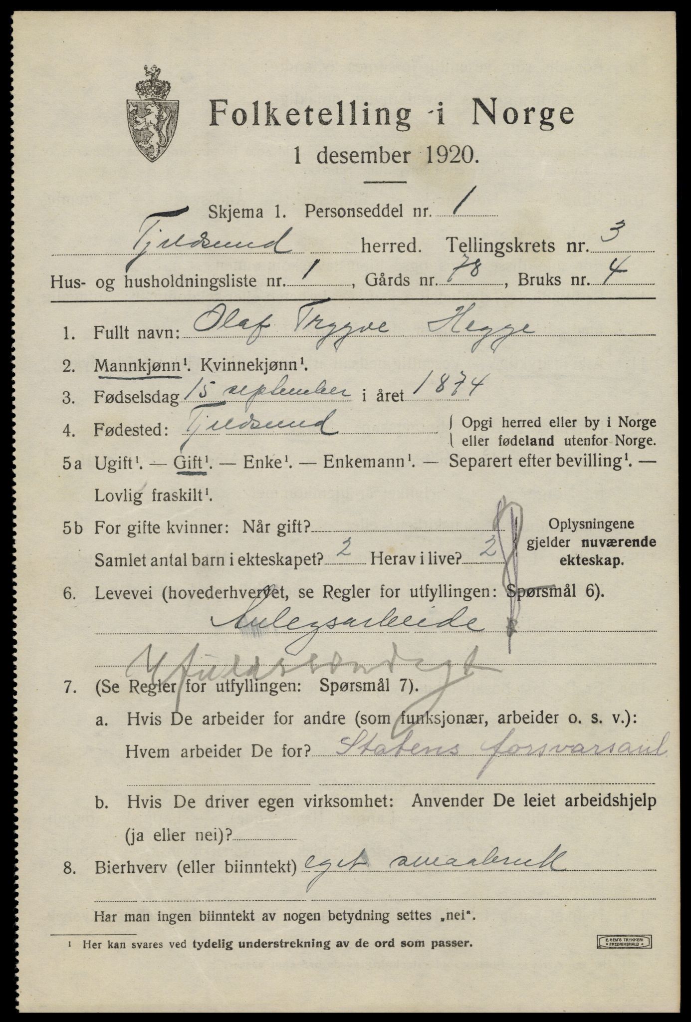 SAT, 1920 census for Tjeldsund, 1920, p. 1560