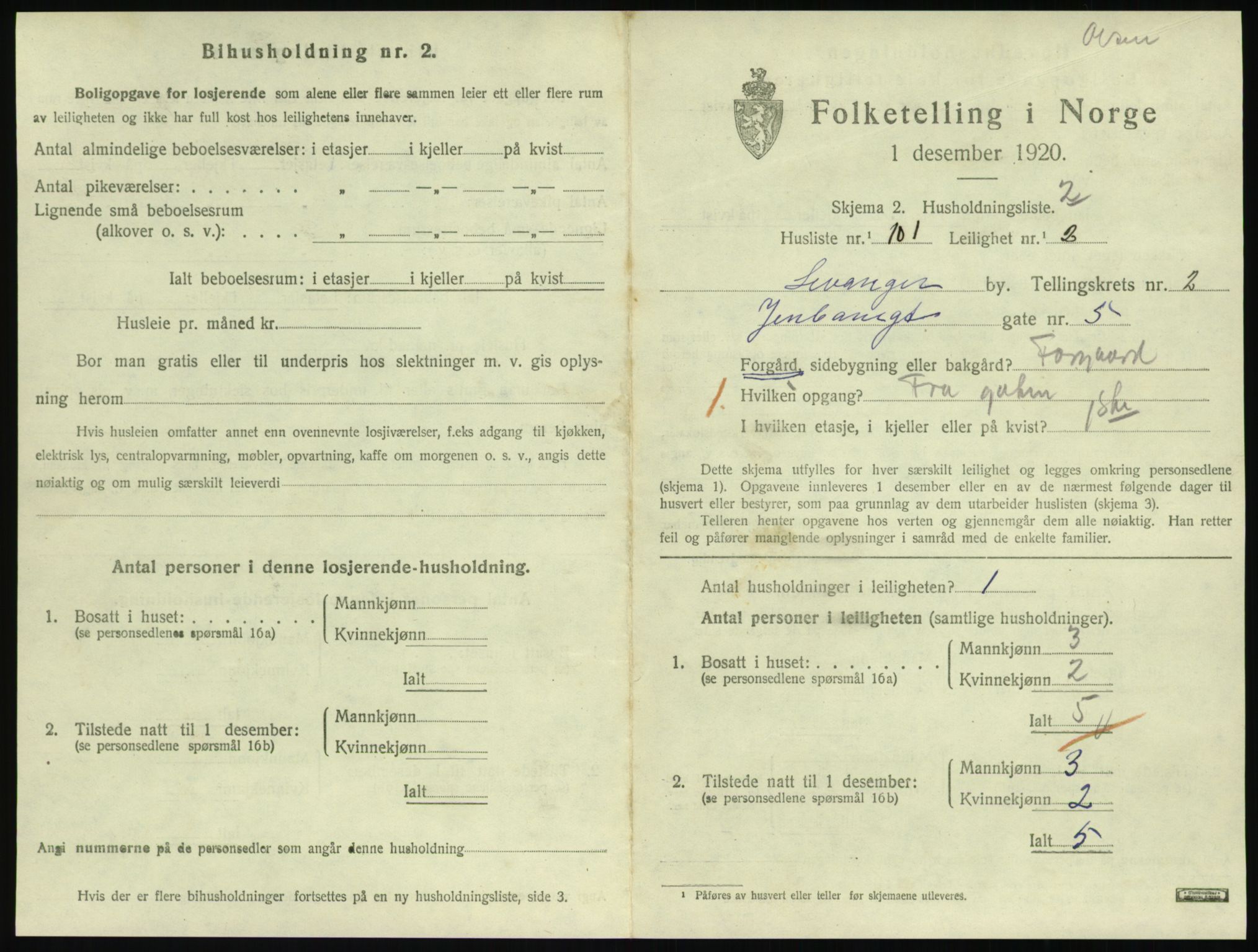 SAT, 1920 census for Levanger town, 1920, p. 1200