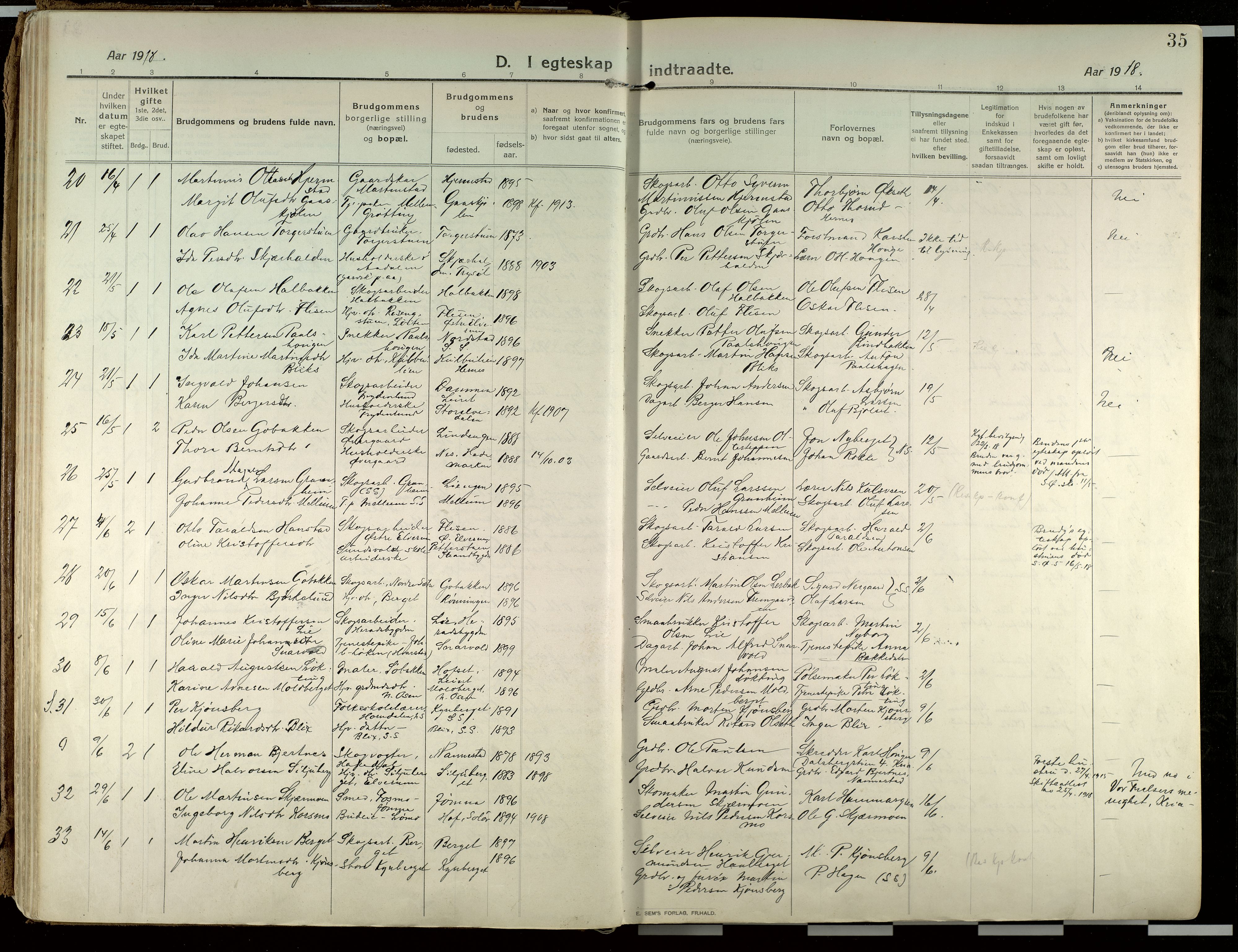 Elverum prestekontor, AV/SAH-PREST-044/H/Ha/Haa/L0021: Parish register (official) no. 21, 1913-1928, p. 35