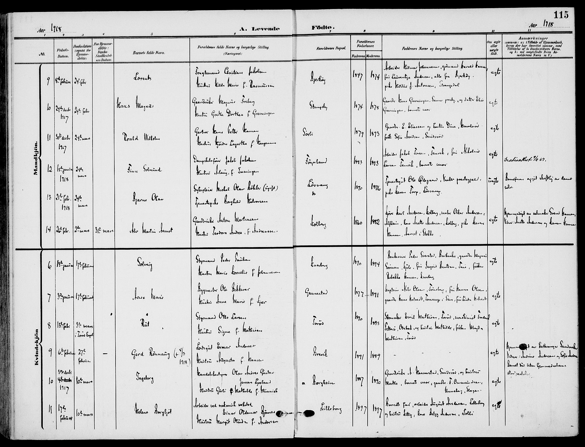 Nøtterøy kirkebøker, AV/SAKO-A-354/F/Fa/L0010: Parish register (official) no. I 10, 1908-1919, p. 115