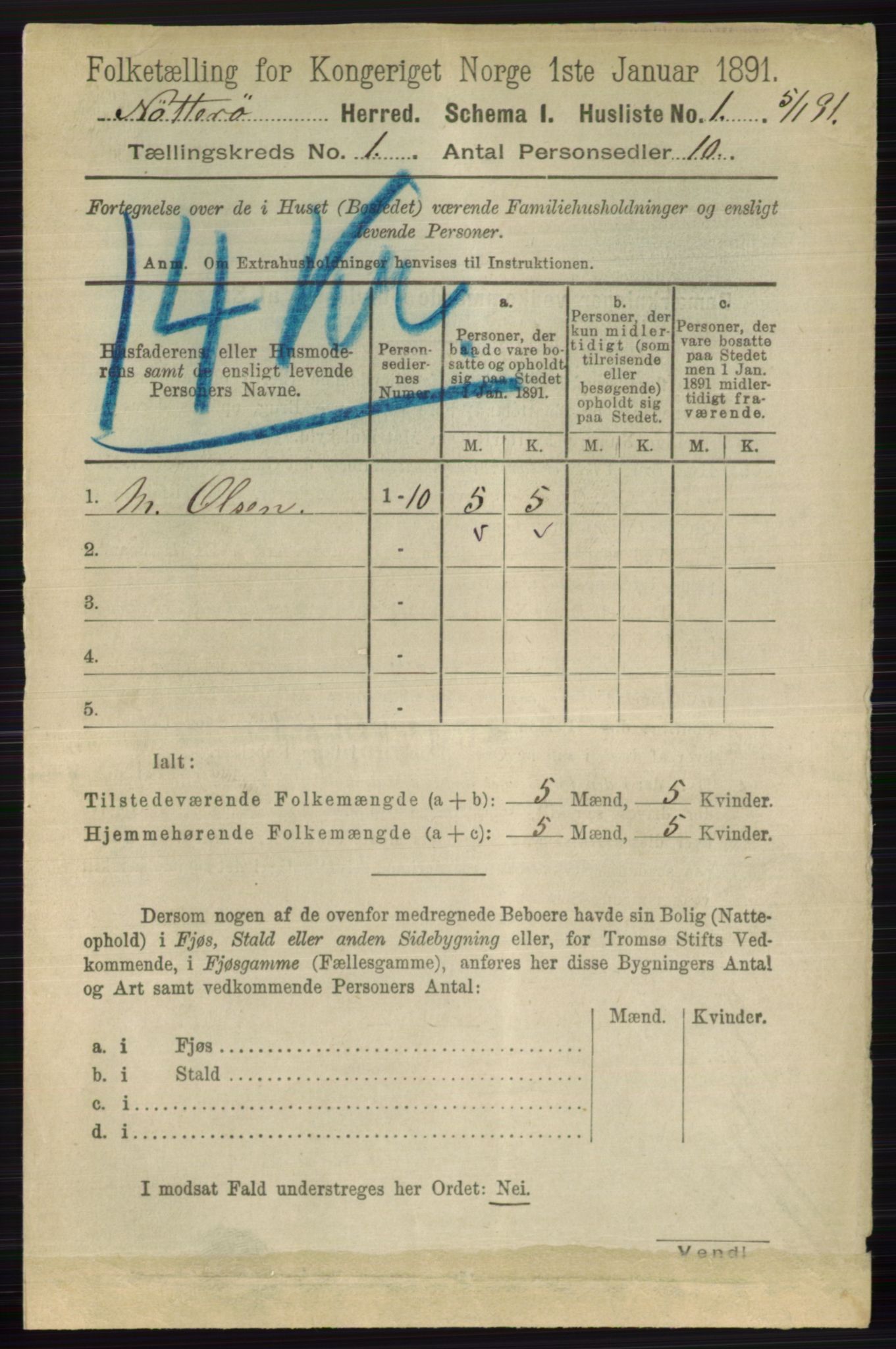 RA, 1891 census for 0722 Nøtterøy, 1891, p. 34