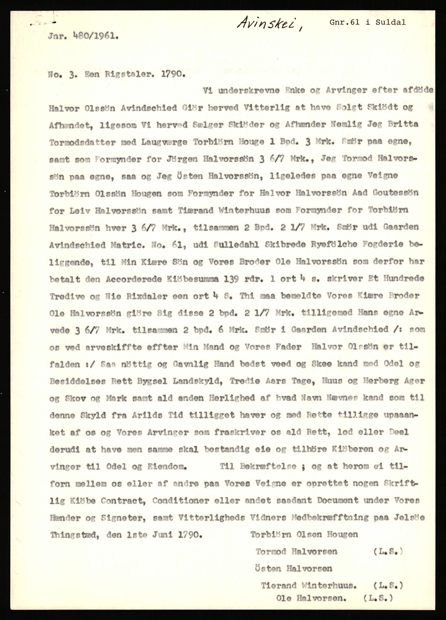 Statsarkivet i Stavanger, AV/SAST-A-101971/03/Y/Yj/L0005: Avskrifter sortert etter gårdsnavn: Austreim - Avinskei, 1750-1930, p. 577