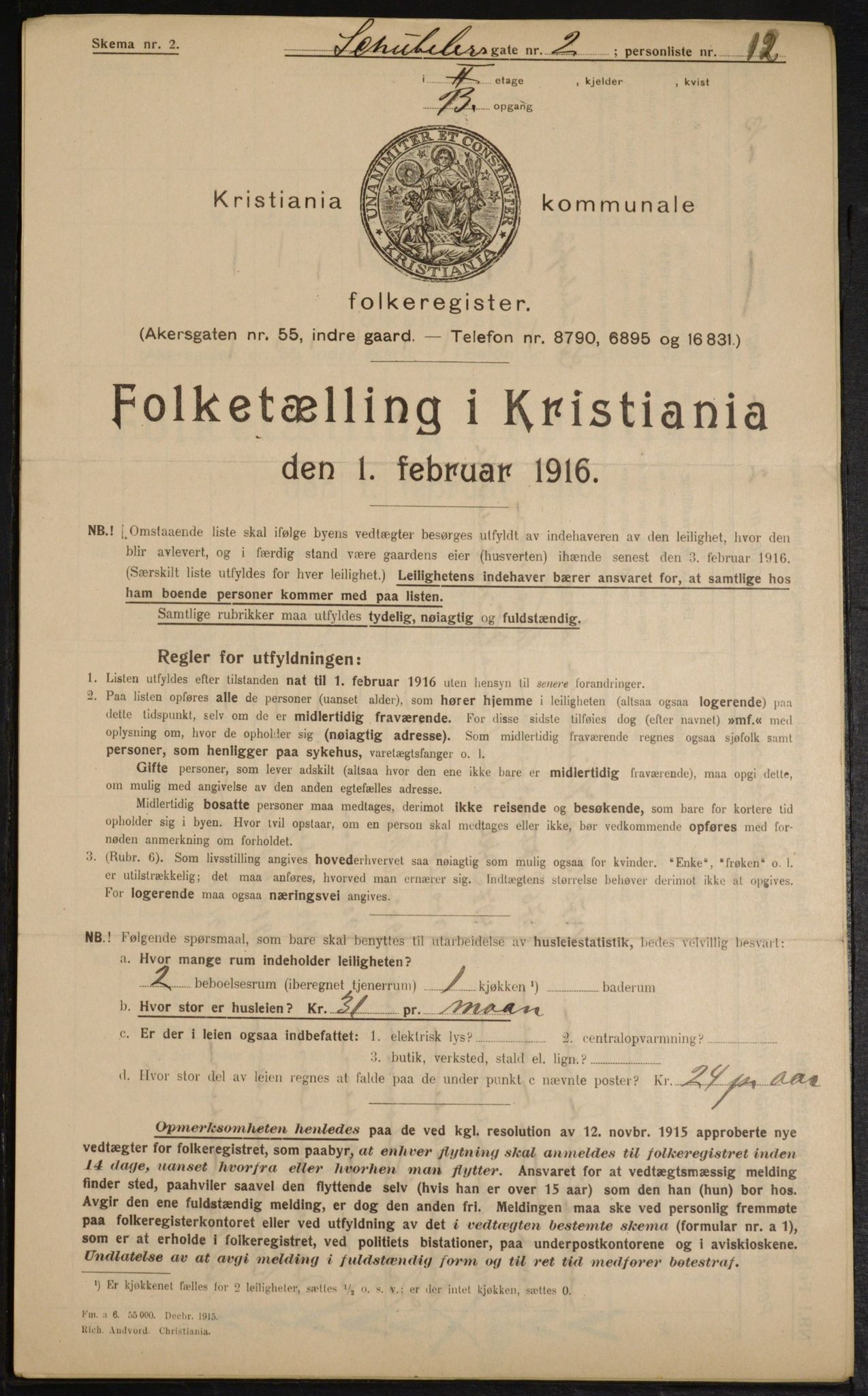 OBA, Municipal Census 1916 for Kristiania, 1916, p. 95128