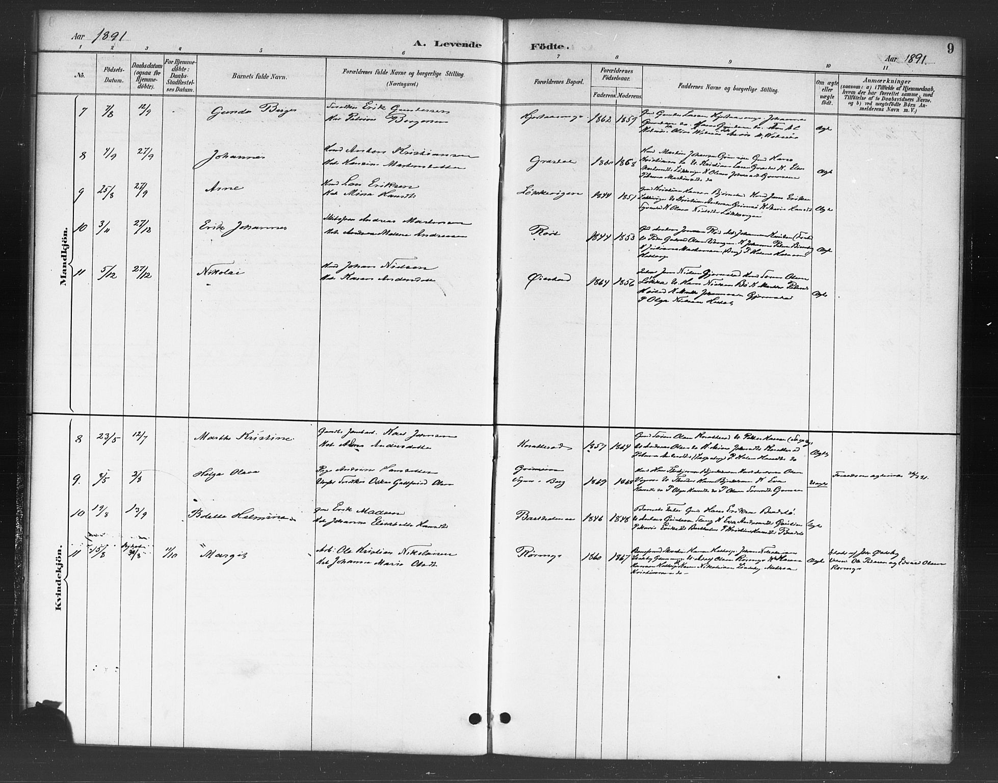 Skjeberg prestekontor Kirkebøker, SAO/A-10923/F/Fc/L0001: Parish register (official) no. III 1, 1886-1897, p. 9
