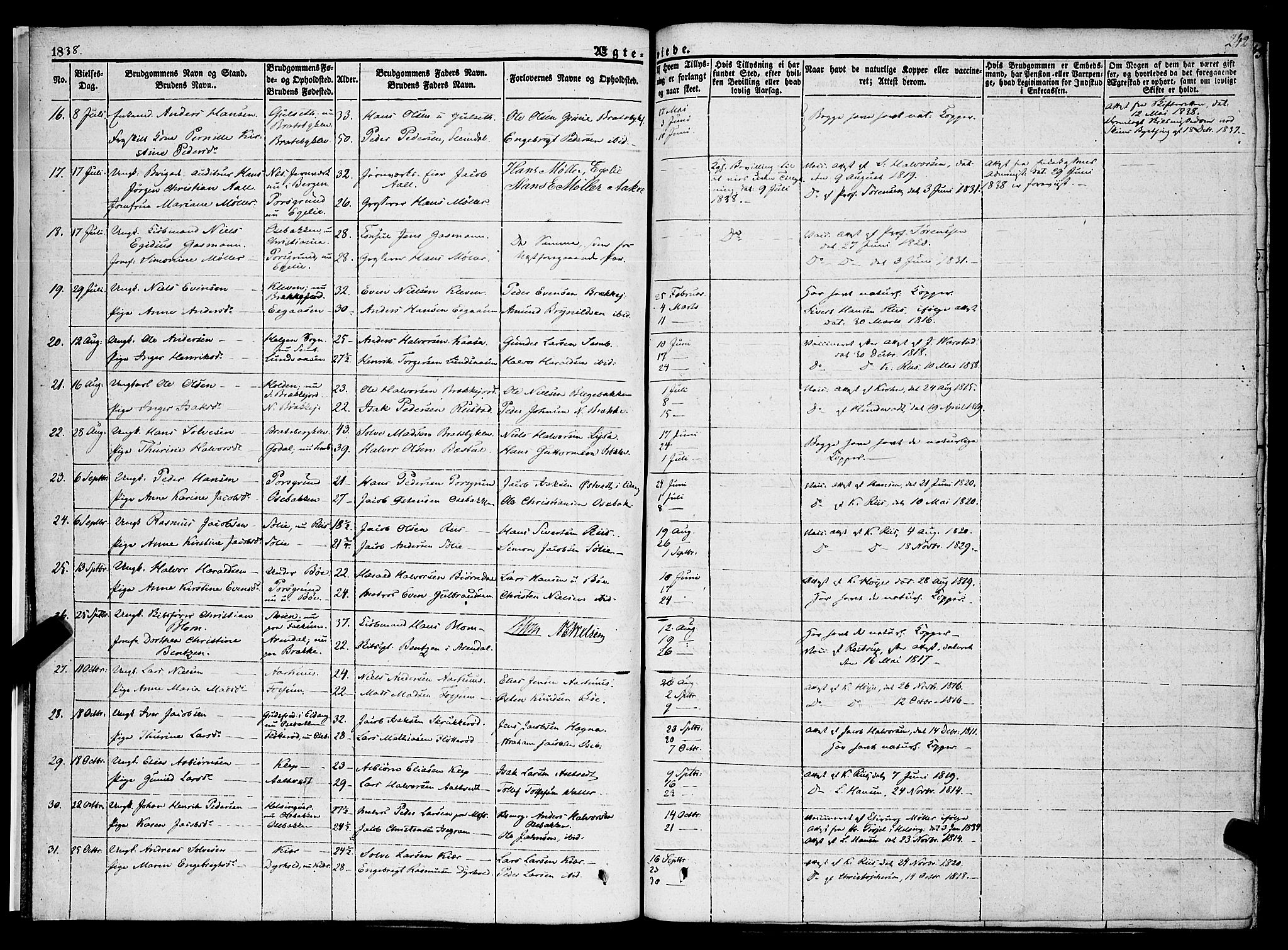 Gjerpen kirkebøker, SAKO/A-265/F/Fa/L0007b: Parish register (official) no. I 7B, 1834-1857, p. 242