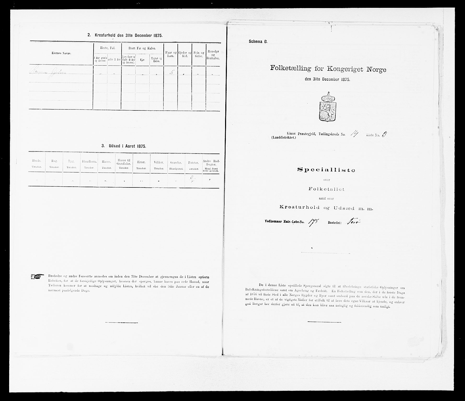 SAB, 1875 census for 1437L Kinn/Kinn og Svanøy, 1875, p. 1413