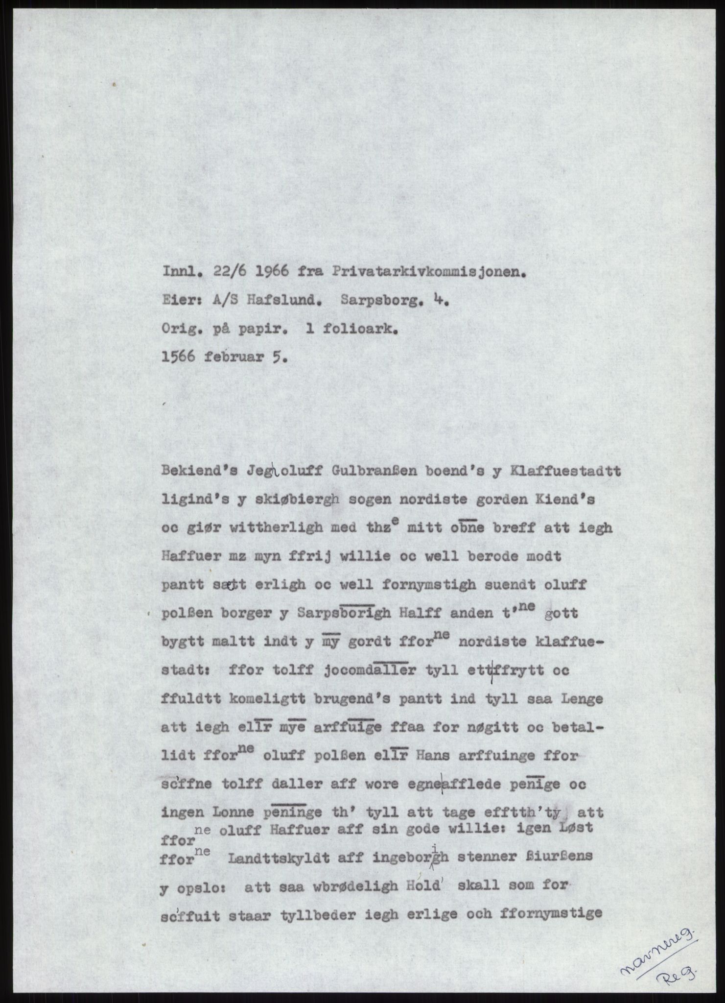 Samlinger til kildeutgivelse, Diplomavskriftsamlingen, RA/EA-4053/H/Ha, p. 163