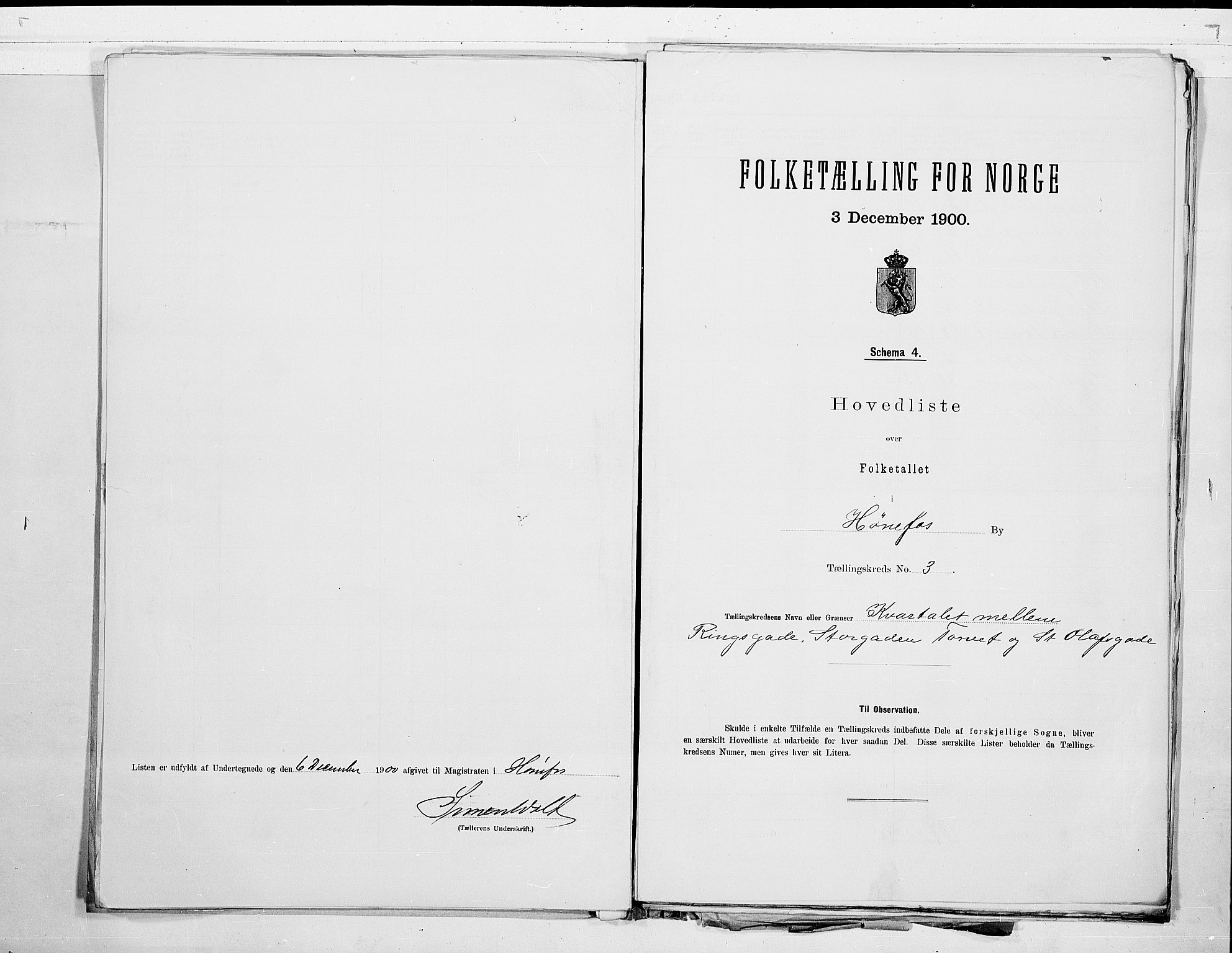 RA, 1900 census for Hønefoss, 1900, p. 8