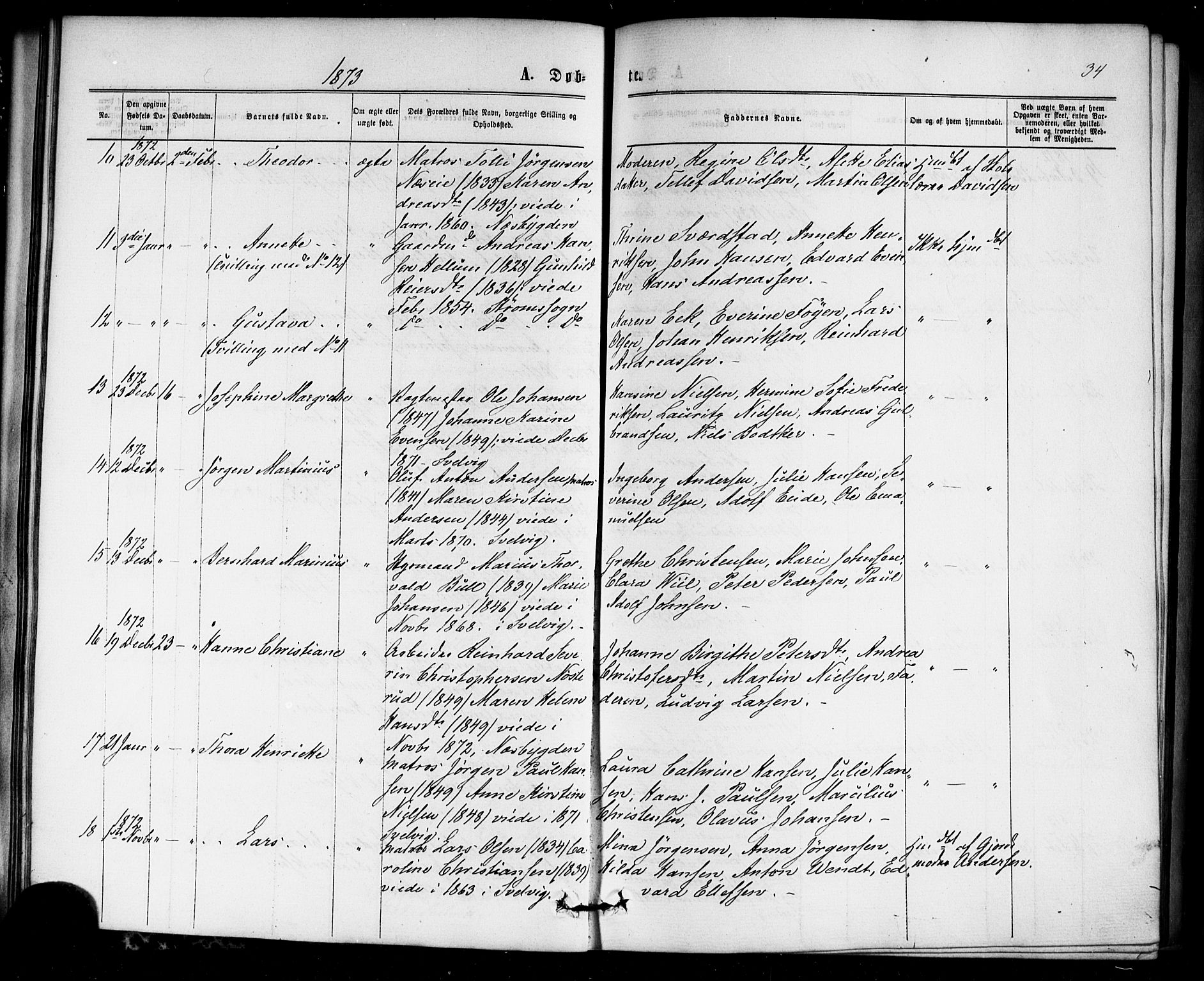 Strømm kirkebøker, AV/SAKO-A-322/F/Fa/L0002: Parish register (official) no. I 2, 1870-1877, p. 34