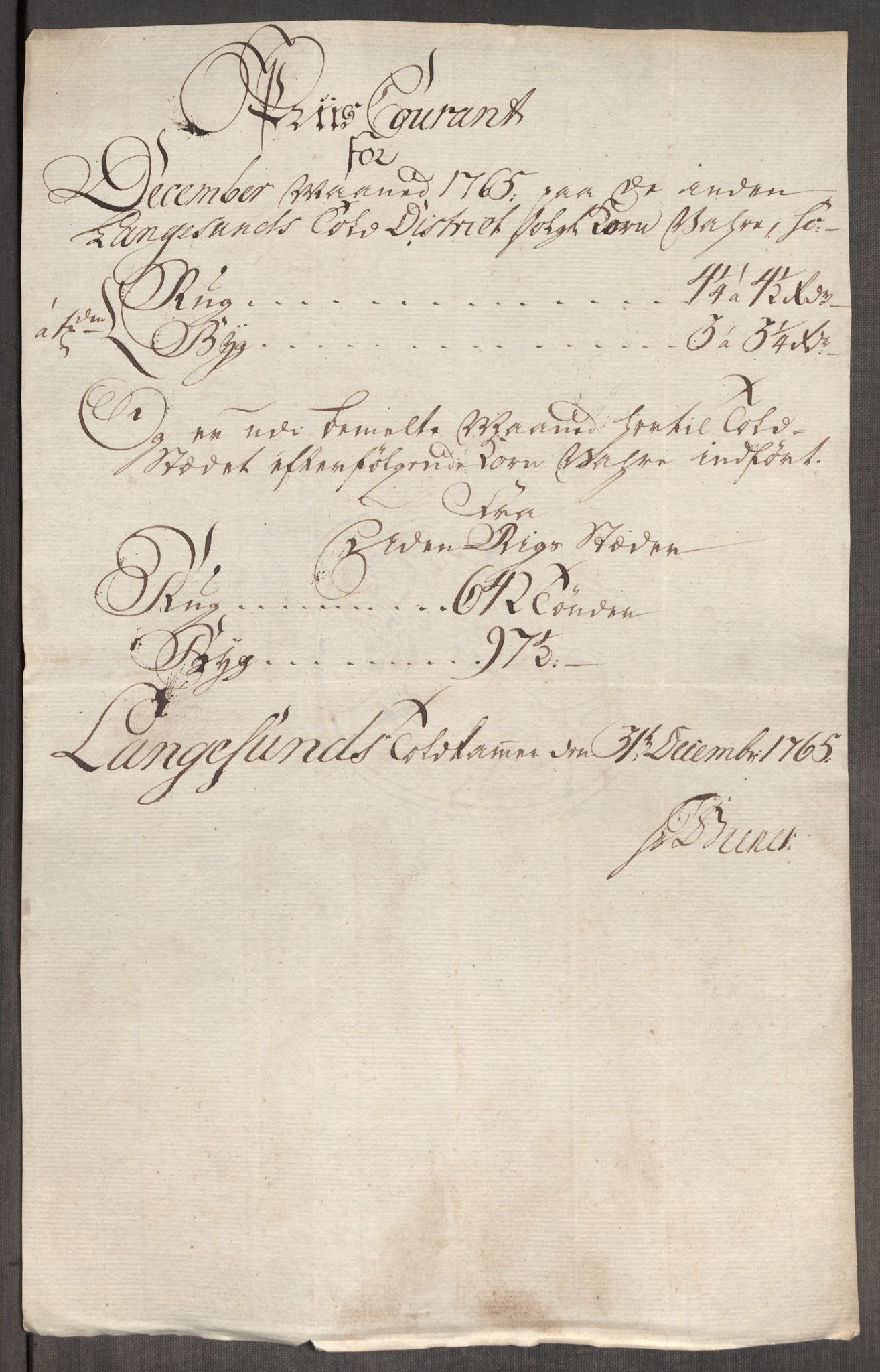 Rentekammeret inntil 1814, Realistisk ordnet avdeling, AV/RA-EA-4070/Oe/L0008: [Ø1]: Priskuranter, 1764-1768, p. 418