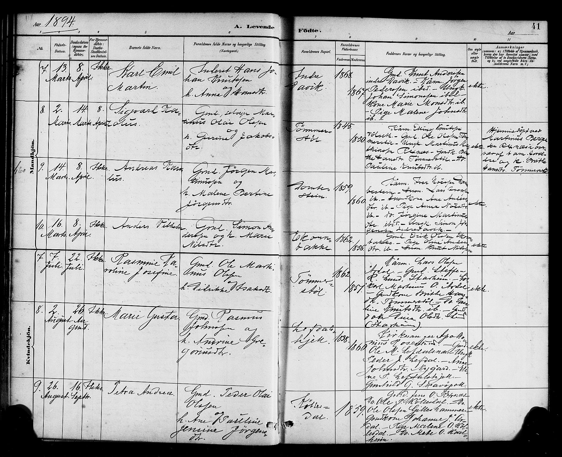 Davik sokneprestembete, AV/SAB-A-79701/H/Haa/Haab/L0001: Parish register (official) no. B 1, 1882-1900, p. 41