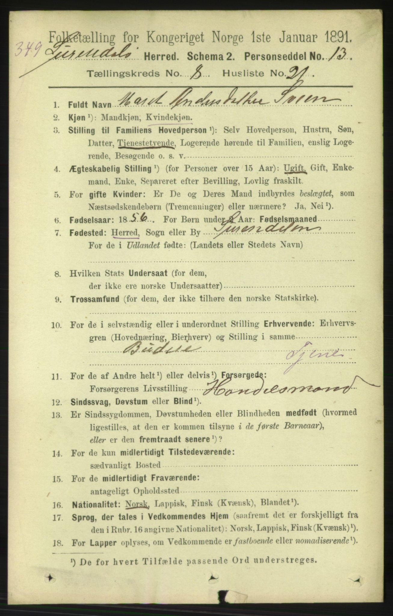 RA, 1891 census for 1566 Surnadal, 1891, p. 2205