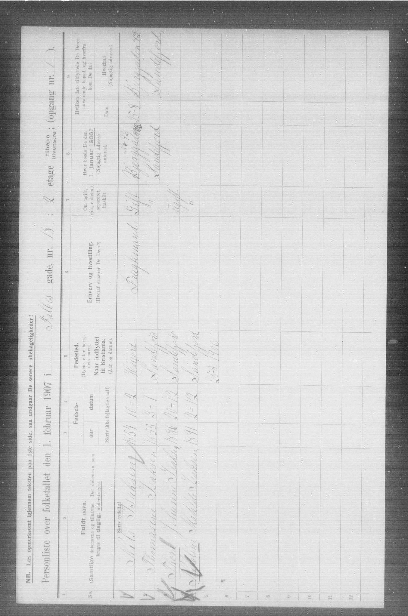 OBA, Municipal Census 1907 for Kristiania, 1907, p. 11756