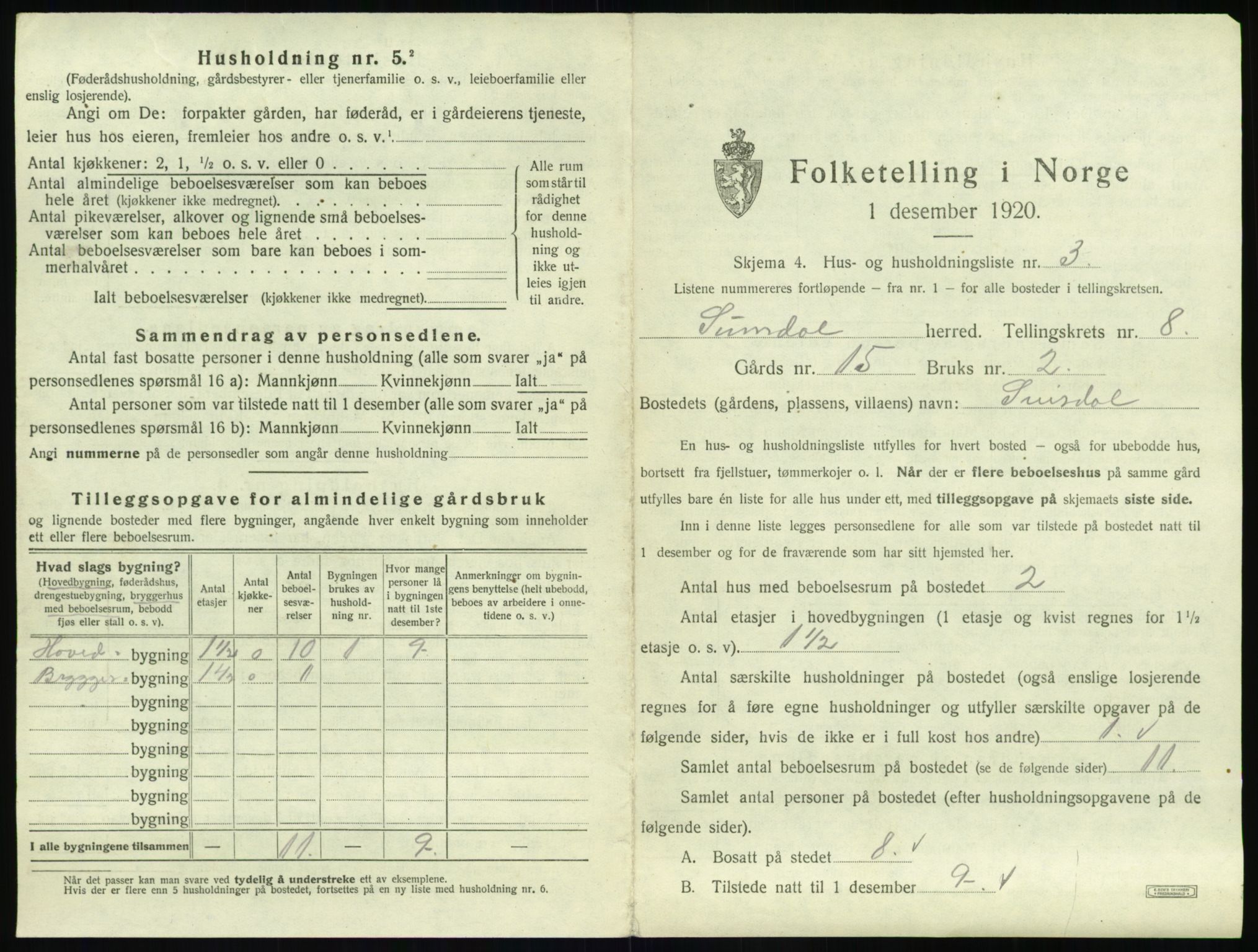 SAT, 1920 census for Sunndal, 1920, p. 740