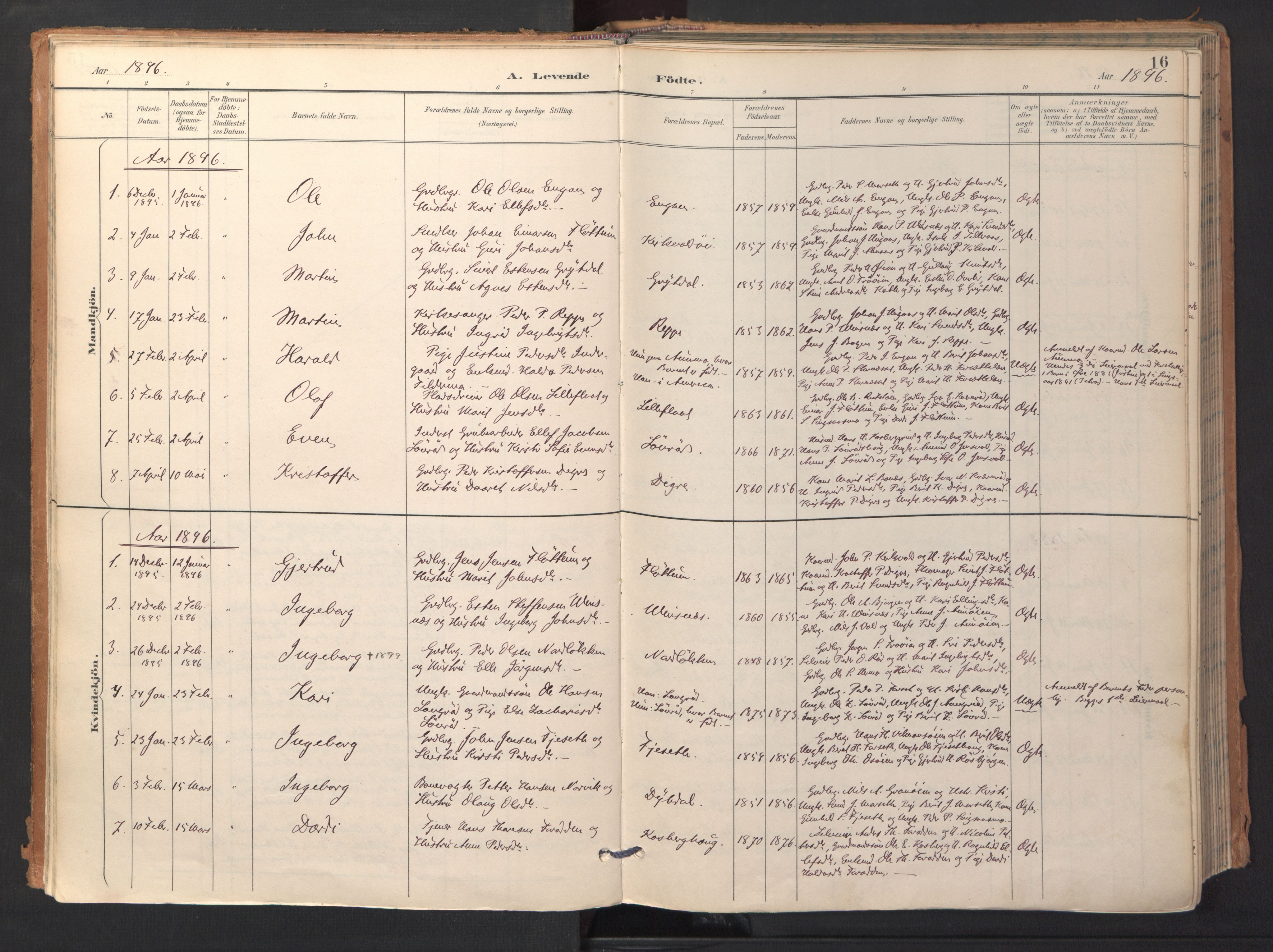 Ministerialprotokoller, klokkerbøker og fødselsregistre - Sør-Trøndelag, SAT/A-1456/688/L1025: Parish register (official) no. 688A02, 1891-1909, p. 16