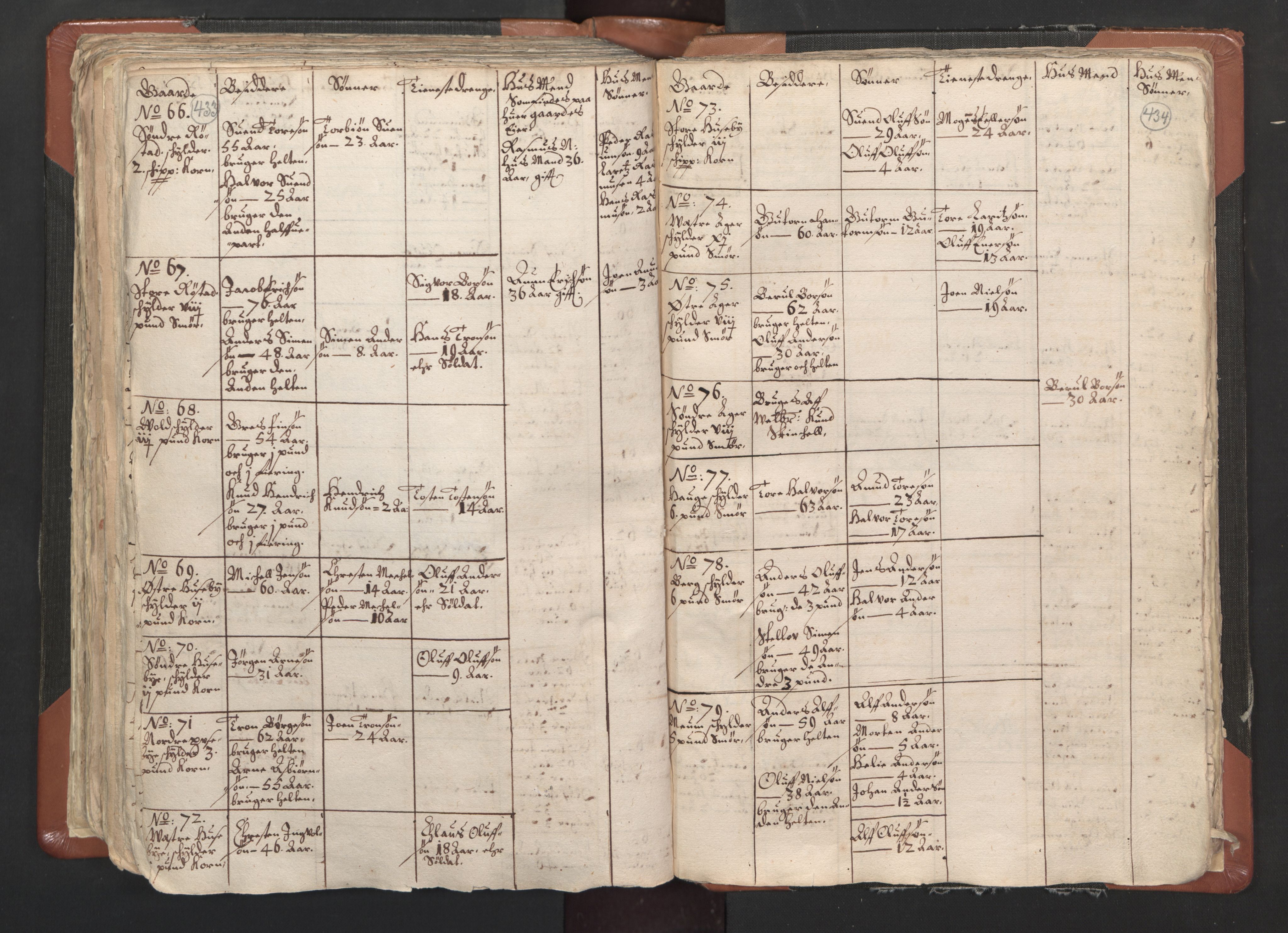RA, Vicar's Census 1664-1666, no. 1: Nedre Borgesyssel deanery, 1664-1666, p. 433-434