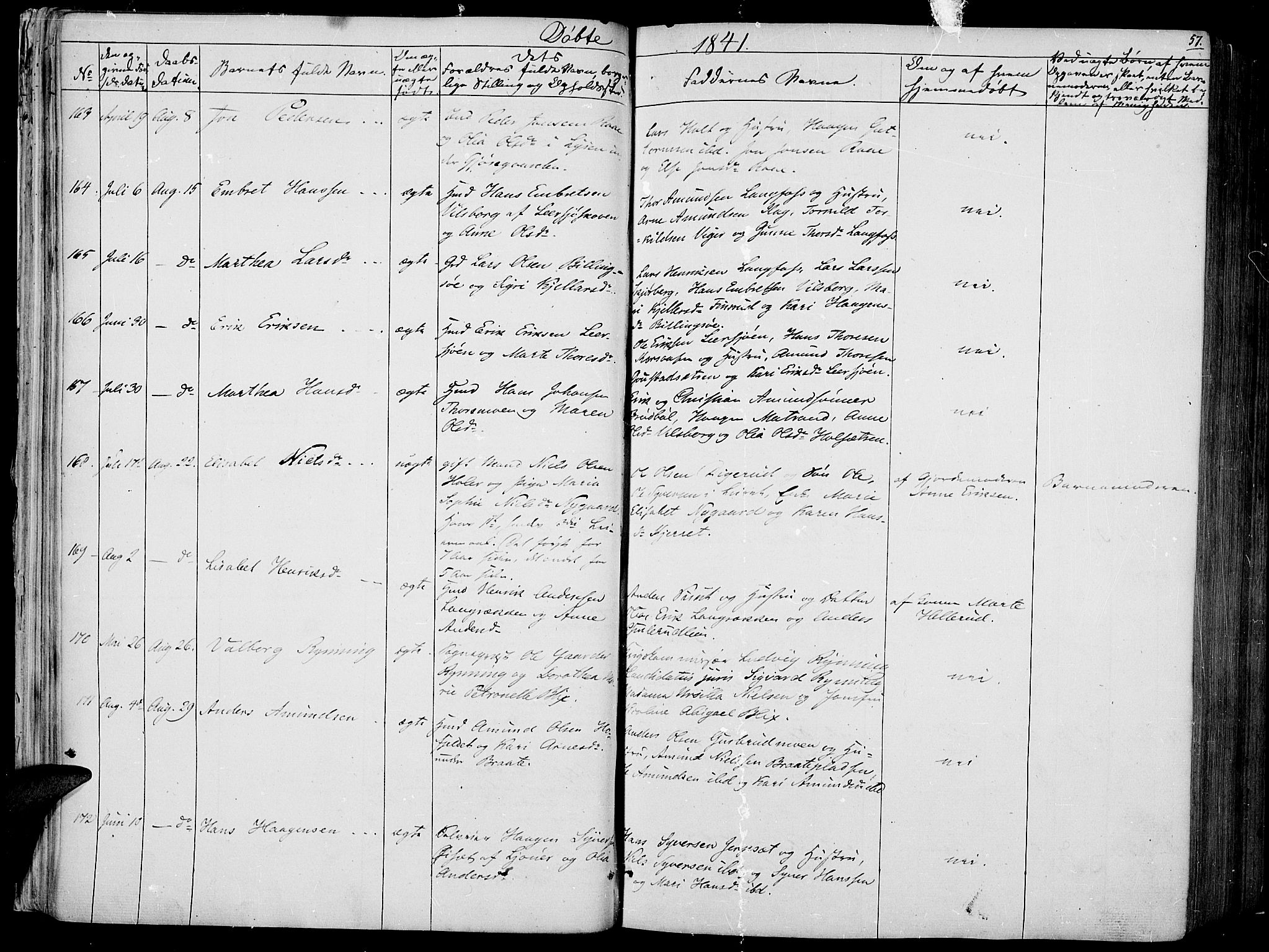 Vinger prestekontor, AV/SAH-PREST-024/H/Ha/Haa/L0008: Parish register (official) no. 8, 1839-1847, p. 57