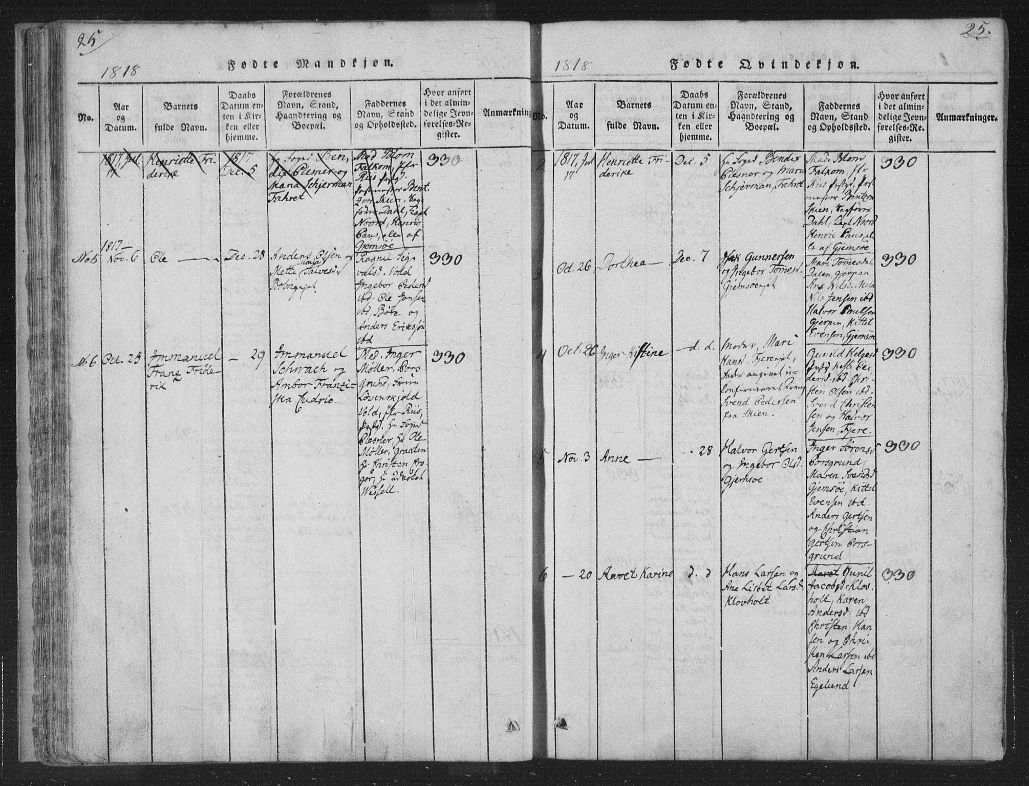 Solum kirkebøker, SAKO/A-306/F/Fa/L0004: Parish register (official) no. I 4, 1814-1833, p. 25