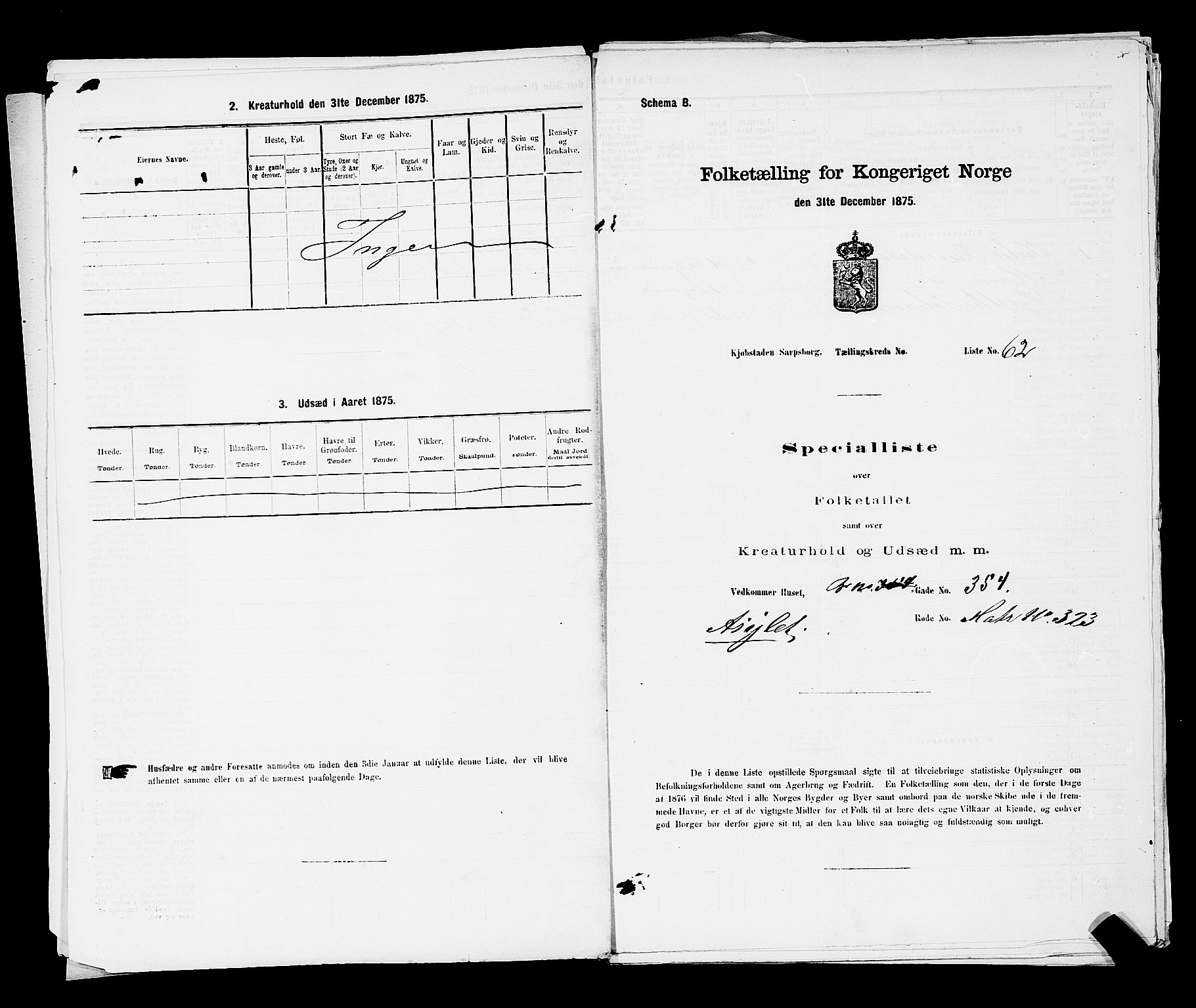 RA, 1875 census for 0102P Sarpsborg, 1875, p. 143