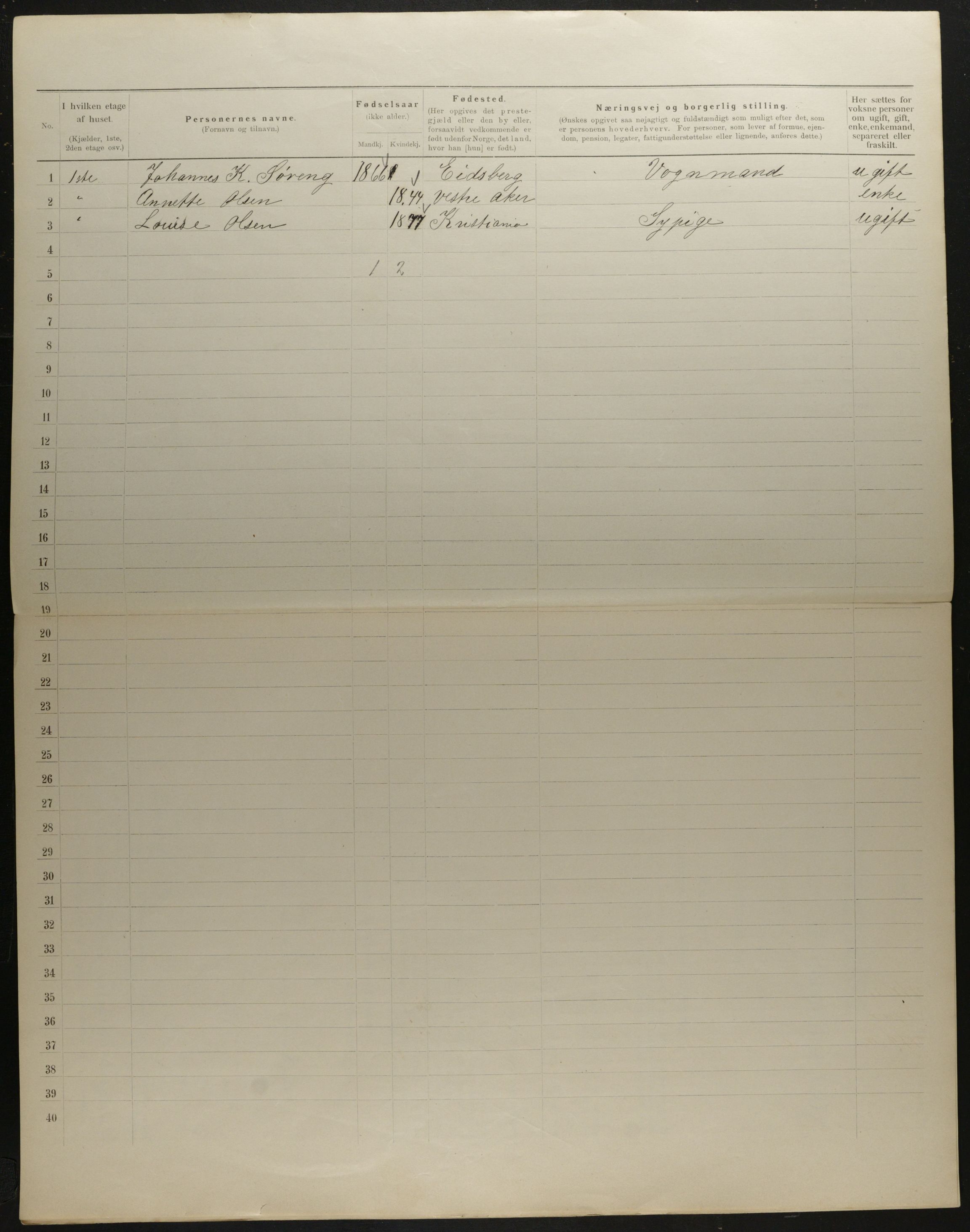 OBA, Municipal Census 1901 for Kristiania, 1901, p. 7962