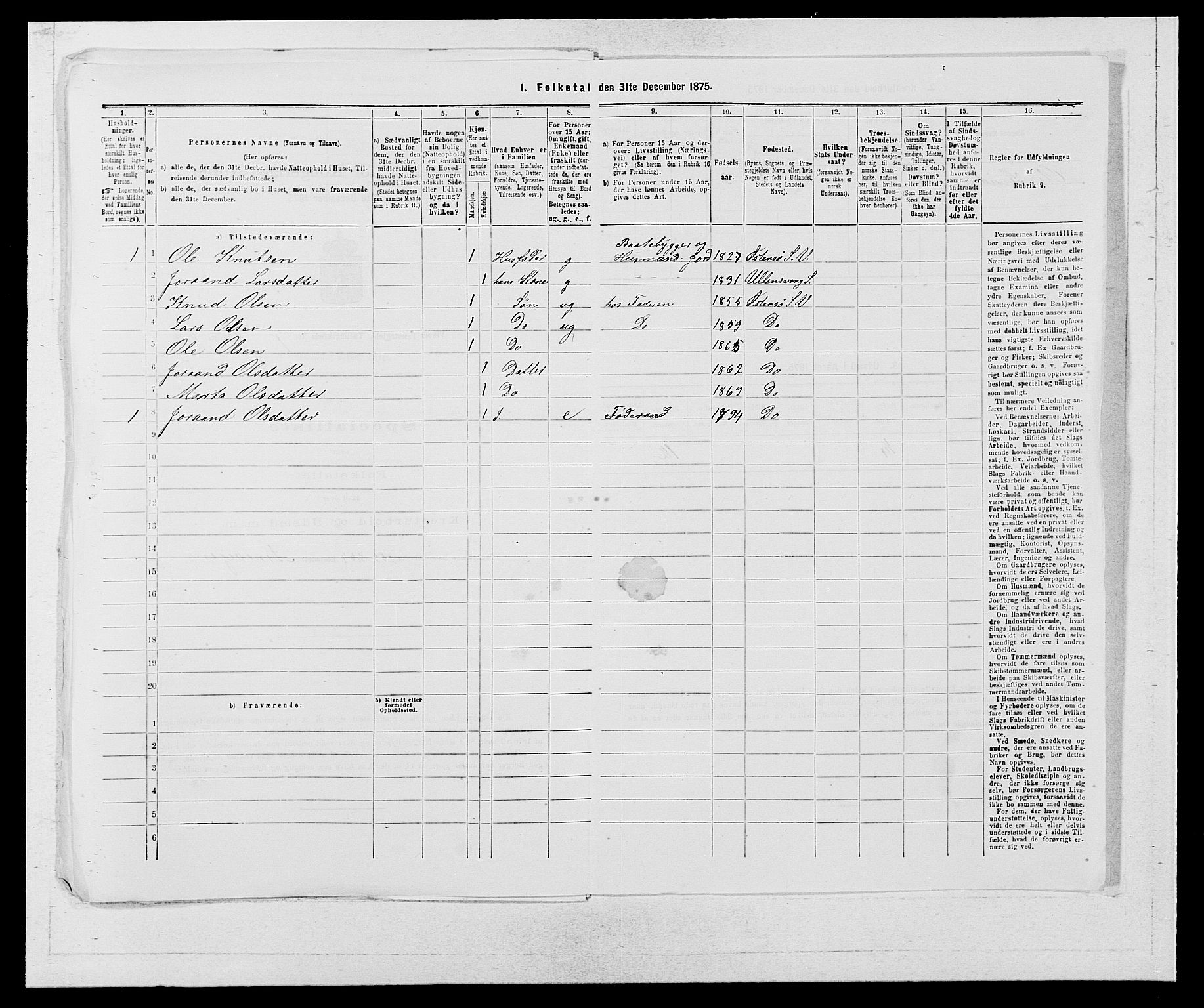 SAB, 1875 census for 1238P Vikør, 1875, p. 975