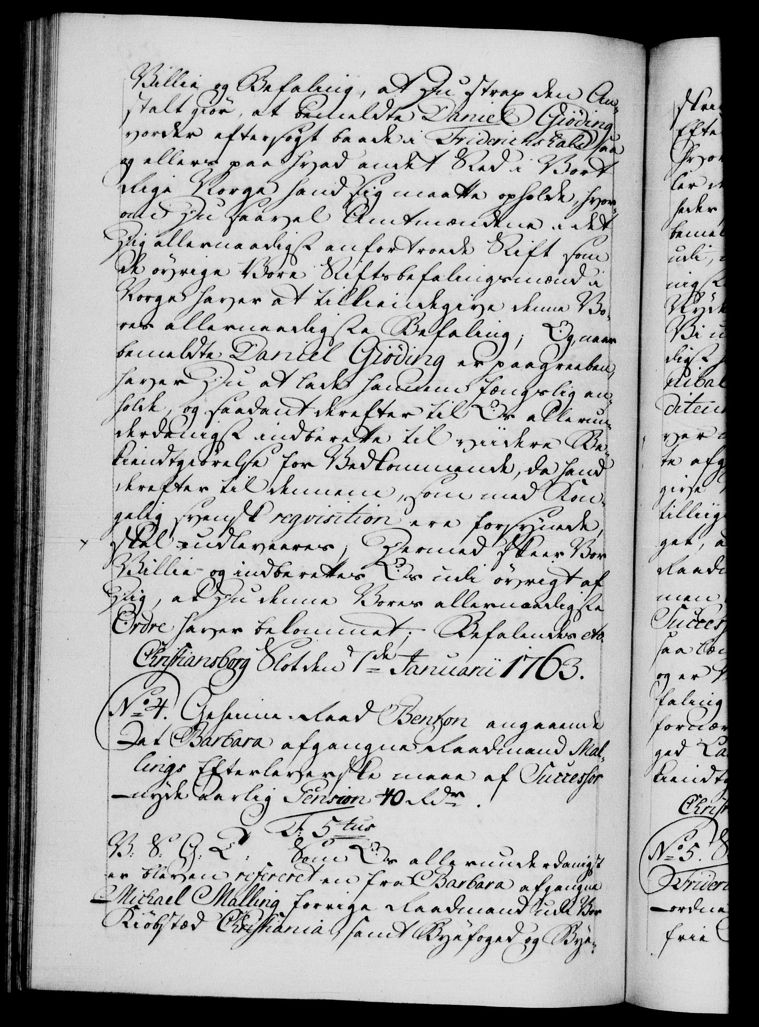 Danske Kanselli 1572-1799, RA/EA-3023/F/Fc/Fca/Fcab/L0037: Norske tegnelser, 1762-1766, p. 179b