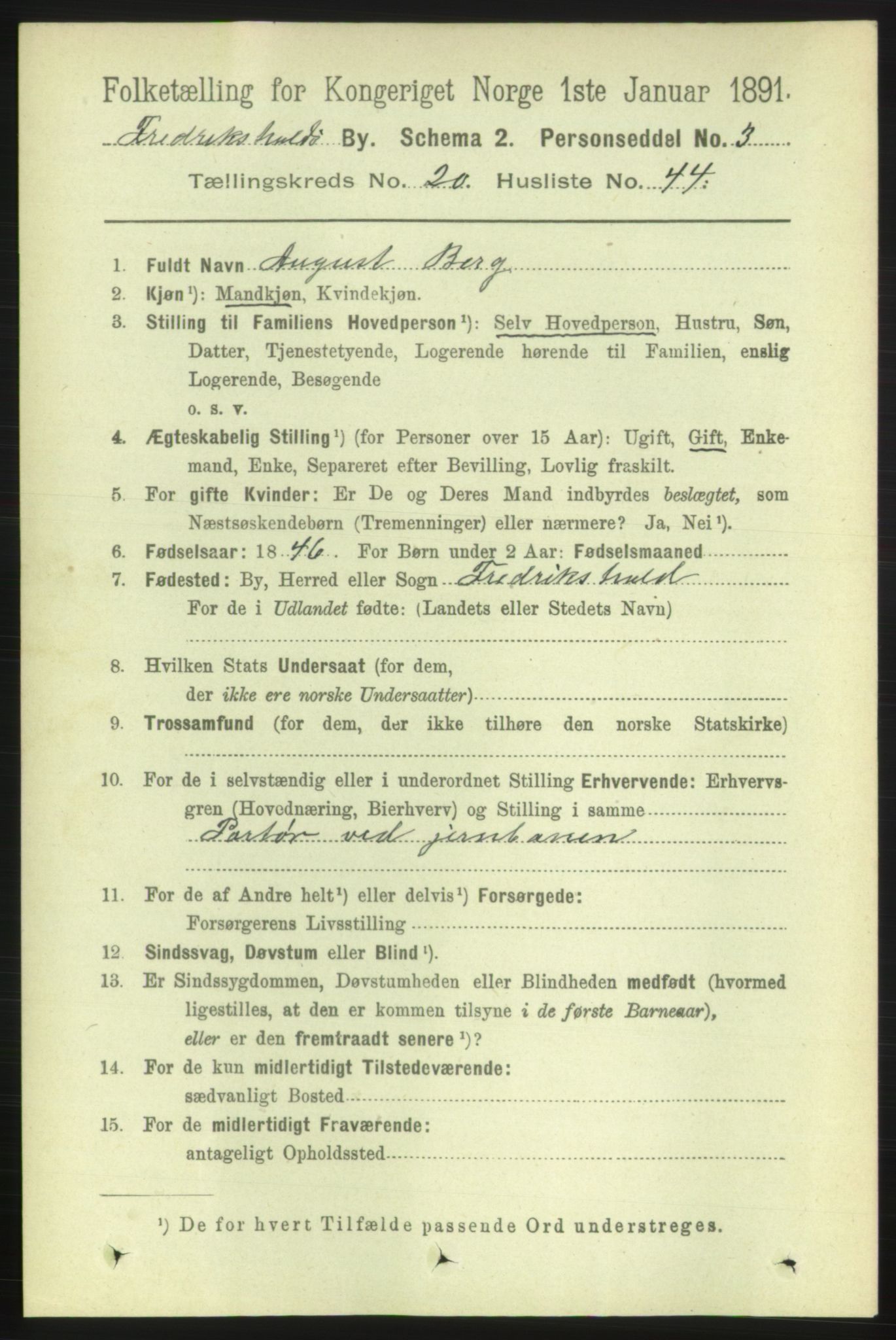 RA, 1891 census for 0101 Fredrikshald, 1891, p. 12948