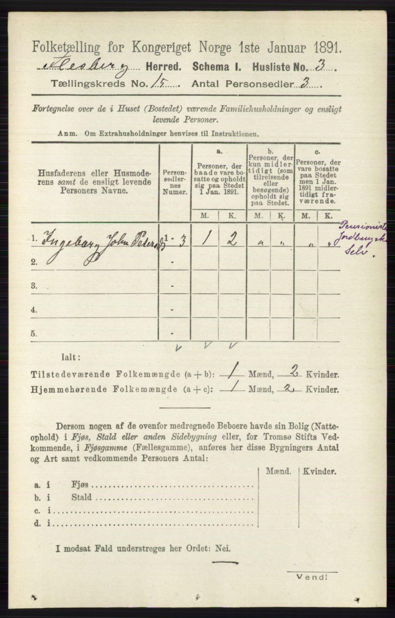 RA, 1891 census for 0631 Flesberg, 1891, p. 2667