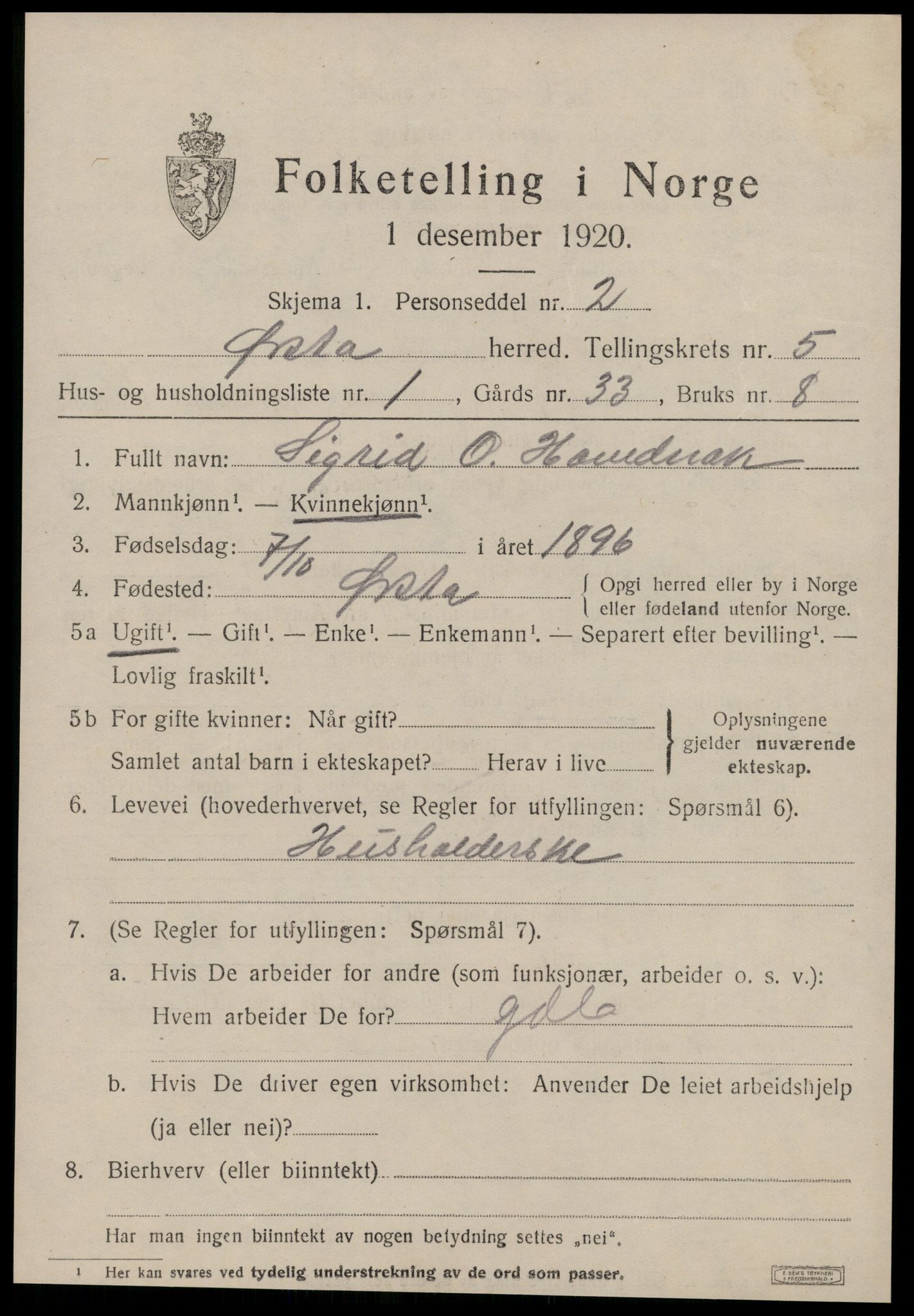 SAT, 1920 census for Ørsta, 1920, p. 4312