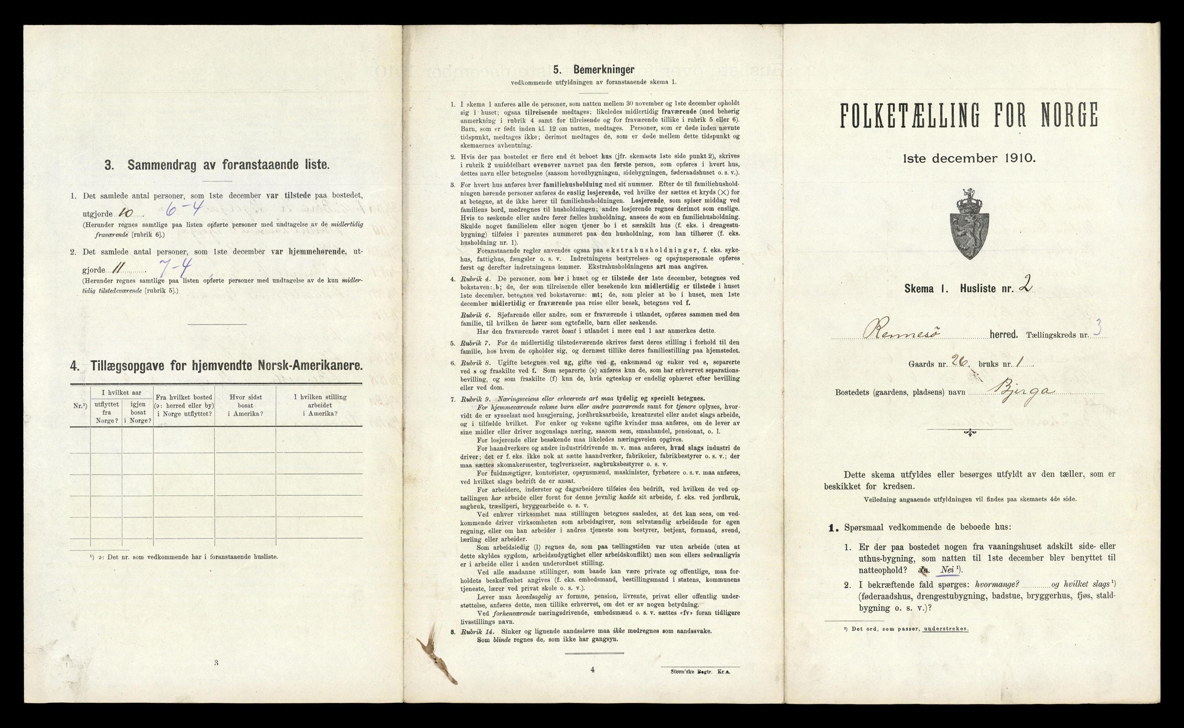 RA, 1910 census for Rennesøy, 1910, p. 265